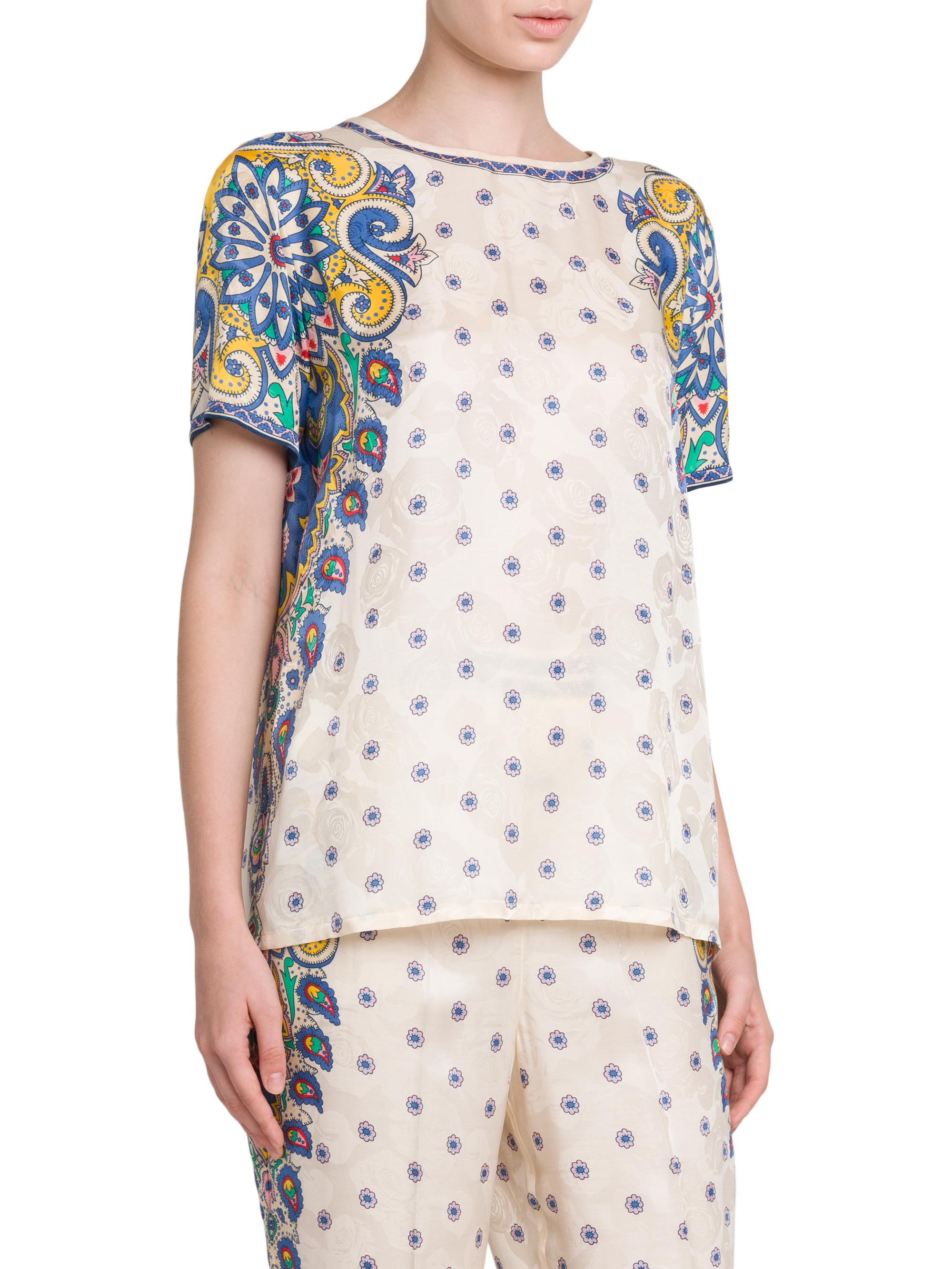 Tahari Womens Tee Plus Size 1X Purple Coral Medallion Print Short