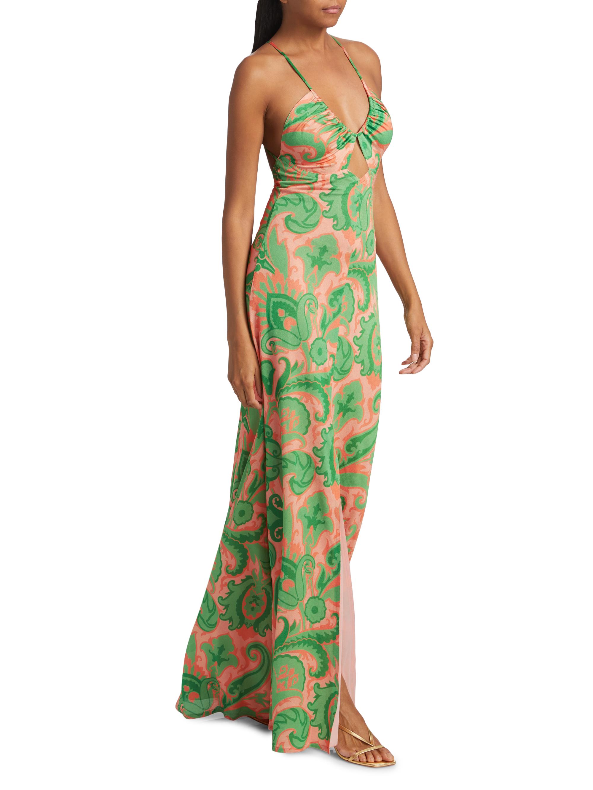 chinese dress ladies Adrianna Papell Floral Chiffon Keyhole Halter Maxi Dress main image 1