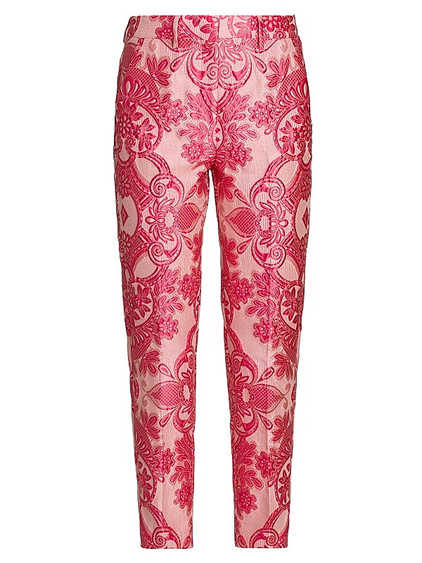 brocade cigarette pants Andaaz Fashion Women's Jam Red Velvet Pakistani Pant Salwar Kameez The modern tailored silhouette will make any outfit a work of art Dolce & Gabbana Floral Brocade