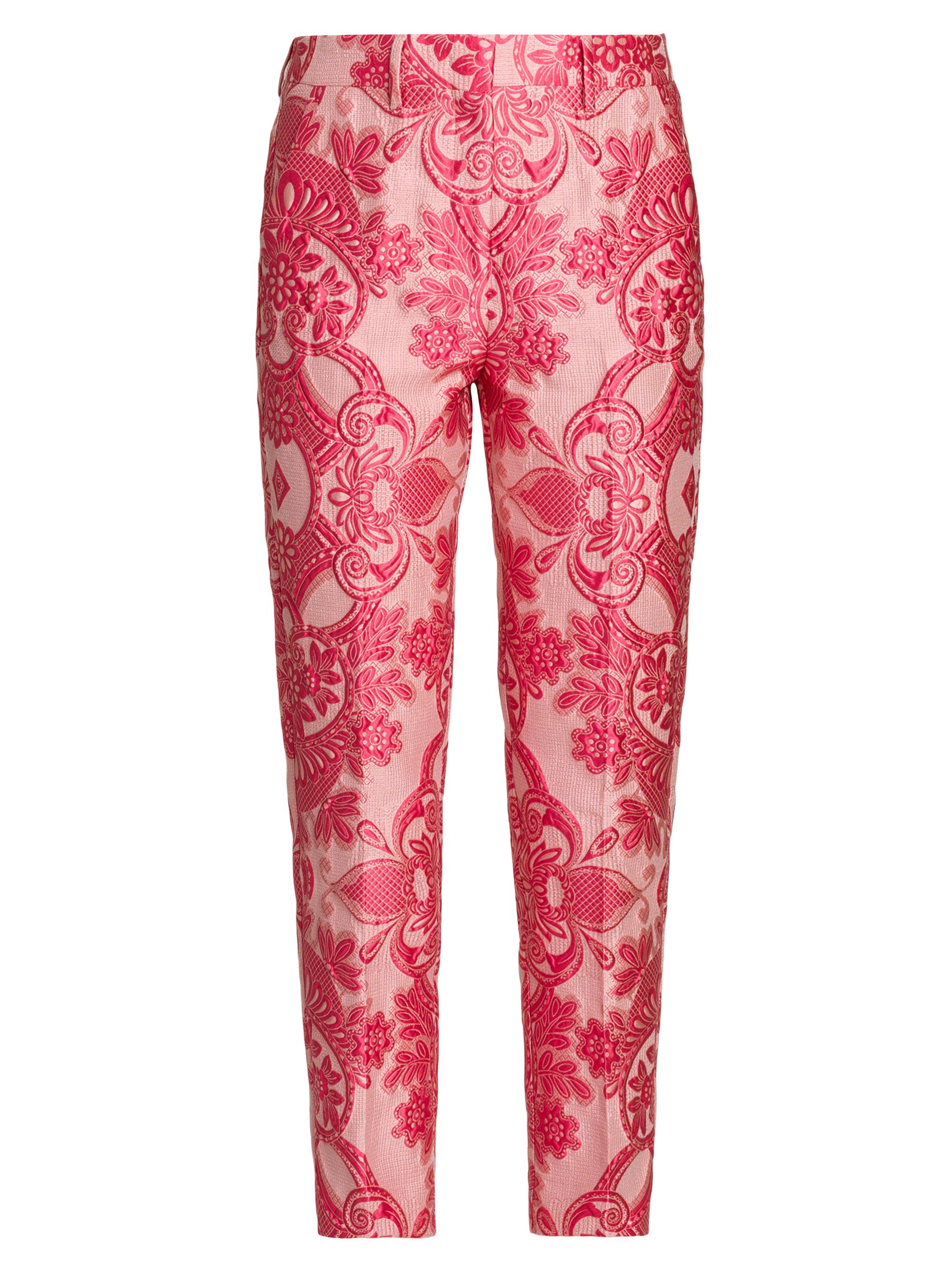 Etro Women's Medallion Brocade Cigarette Pants - Red