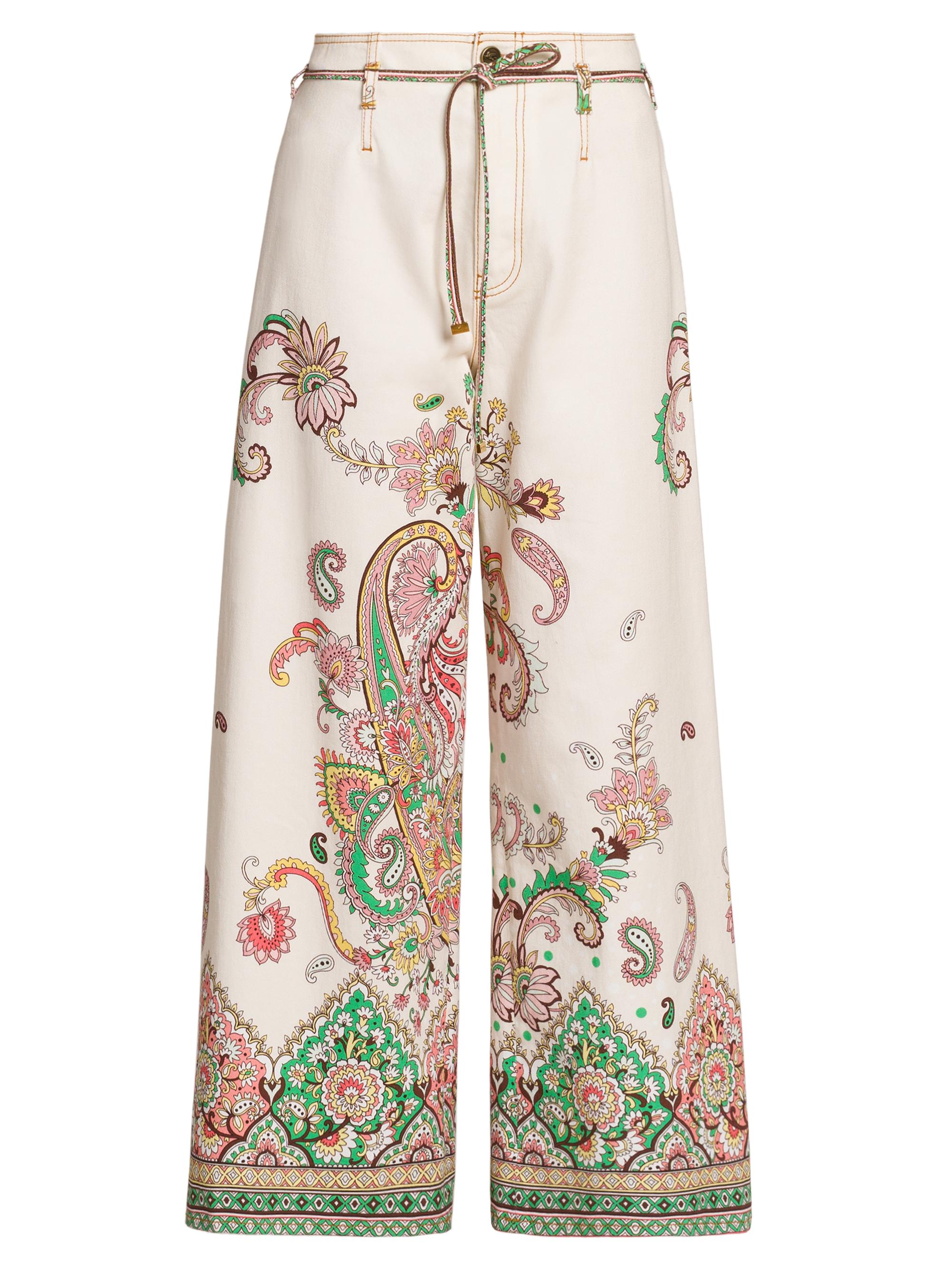 Etro Women's Paisley Bordura Wide-Leg Jeans - Stampa Bianco