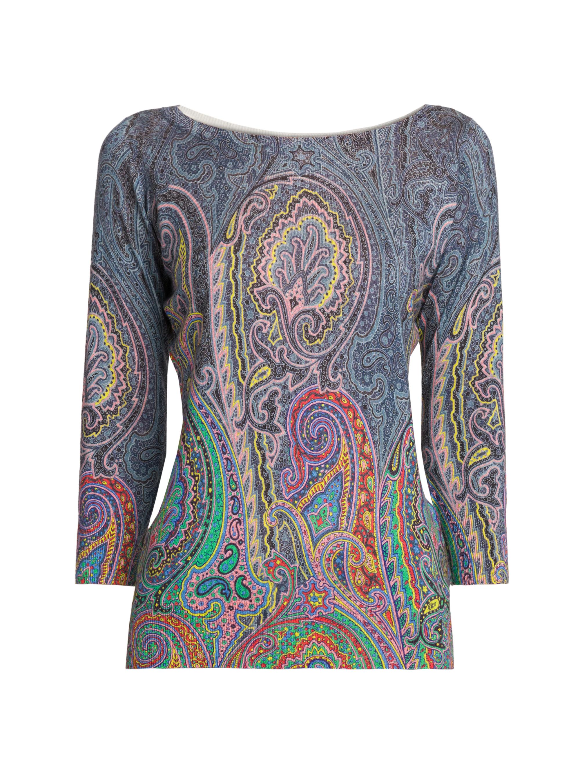 Etro Women's Arnica Print Silk-Cashmere Top - Printed Blue Base