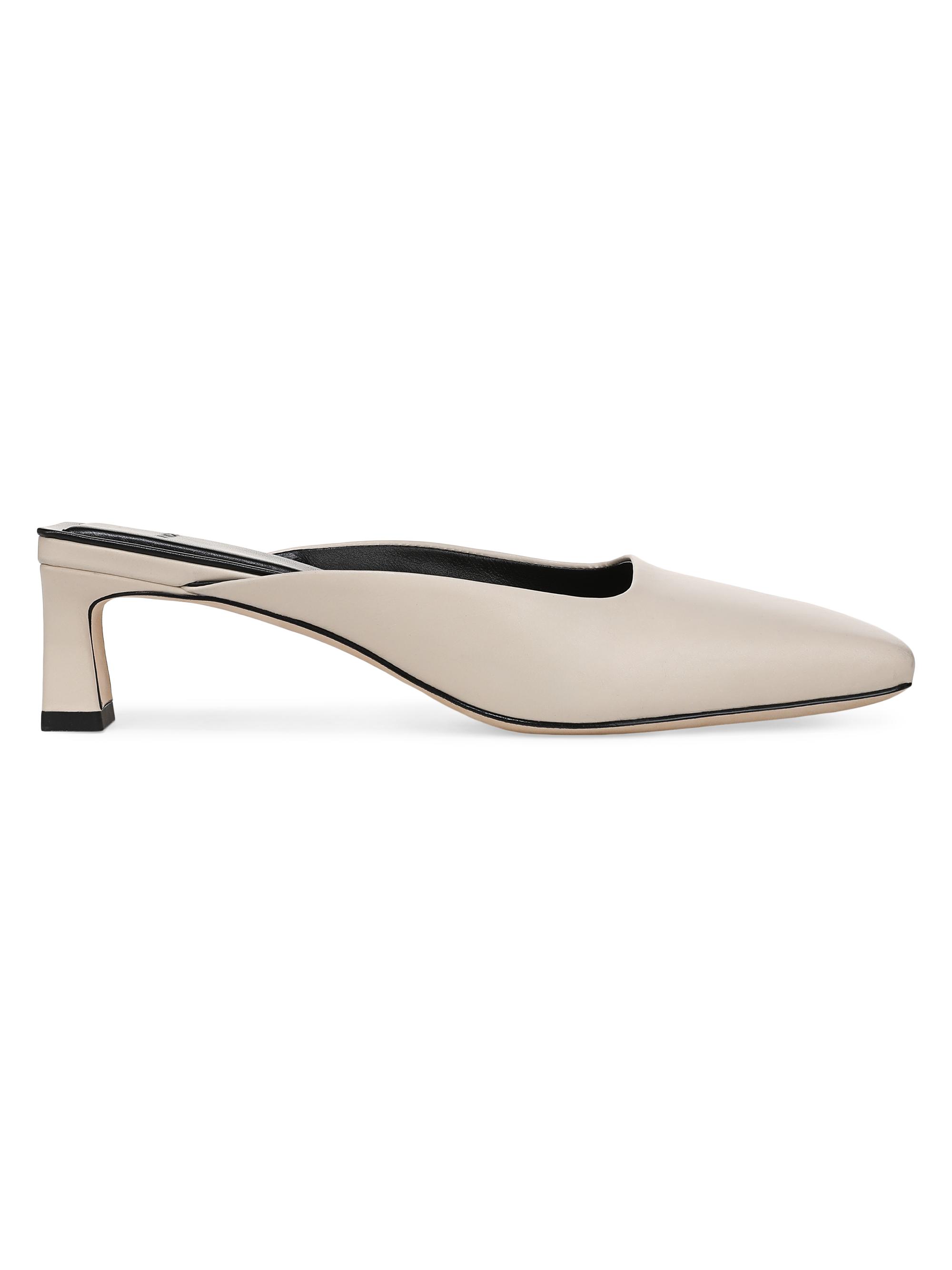 Vince Women's Electra Leather Mule Shoes - Flax White