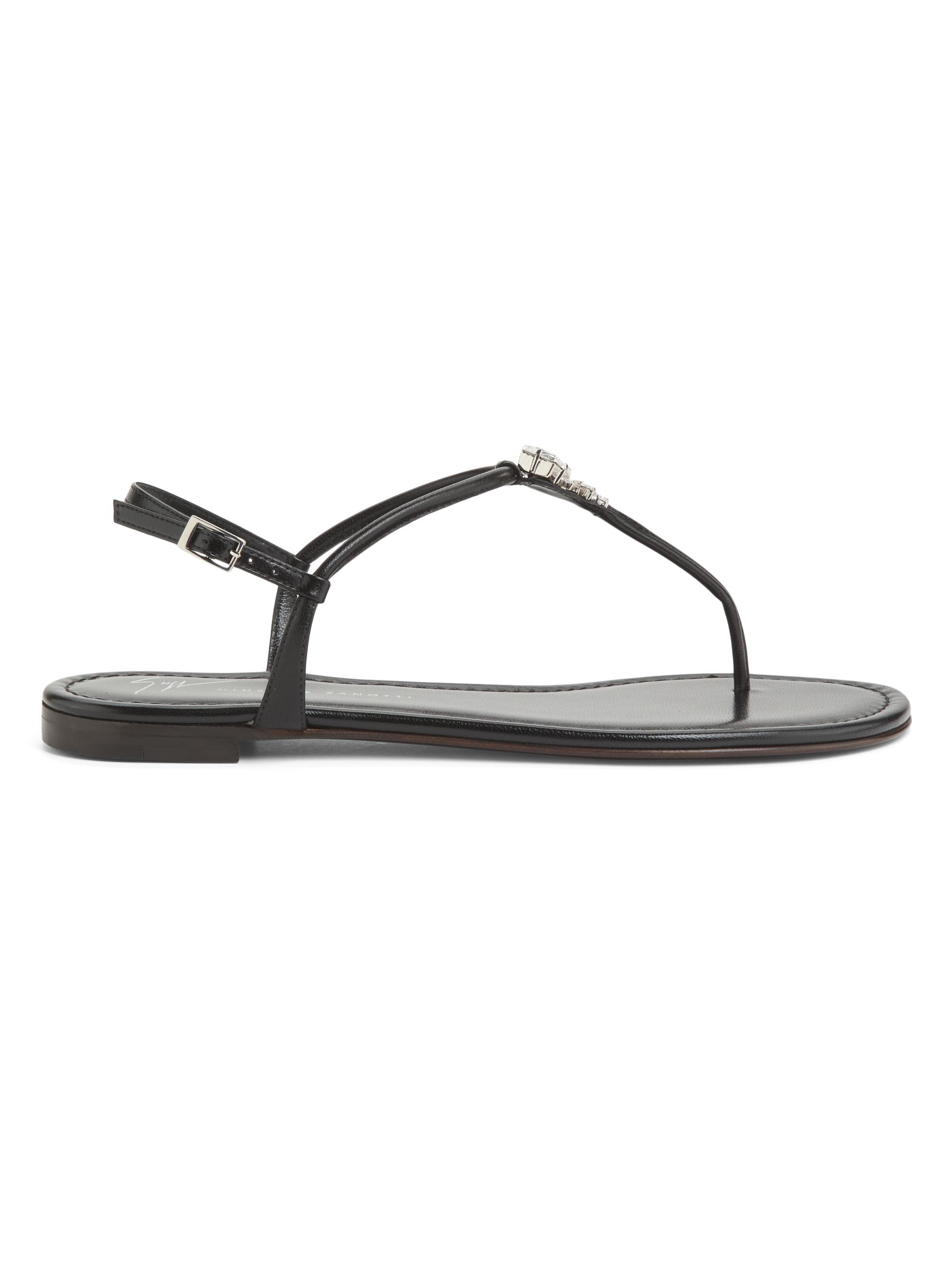 Giuseppe Zanotti Women's Crystal-Embellished Leather T-Strap Sandals - Nero