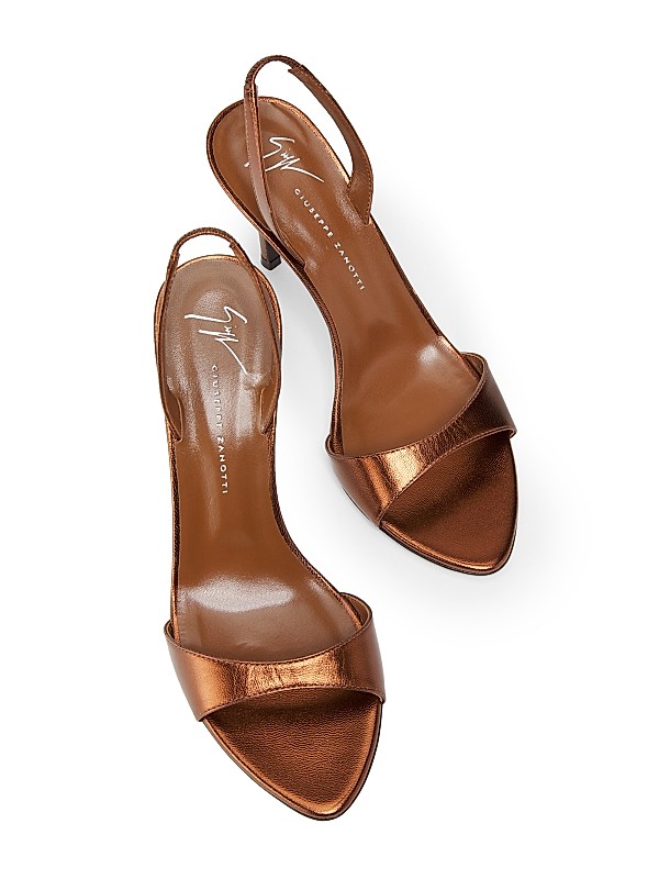 Shop Giuseppe Zanotti Sophie 90MM Metallic Leather Slingback Shop Giuseppe Zanotti Sophie 90MM Metallic Leather Slingback