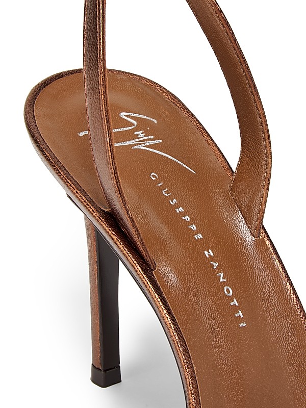 Shop Giuseppe Zanotti Sophie 90MM Metallic Leather Slingback Shop Giuseppe Zanotti Sophie 90MM Metallic Leather Slingback