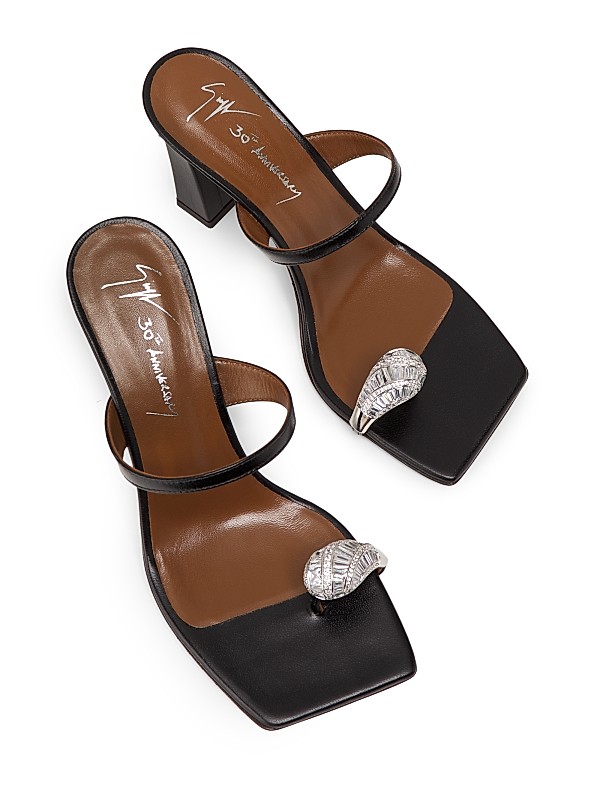 Shop Giuseppe Zanotti 30th Anniversary 90MM Leather Toe Ring Shop Giuseppe Zanotti 30th Anniversary 90MM Leather Toe Ring