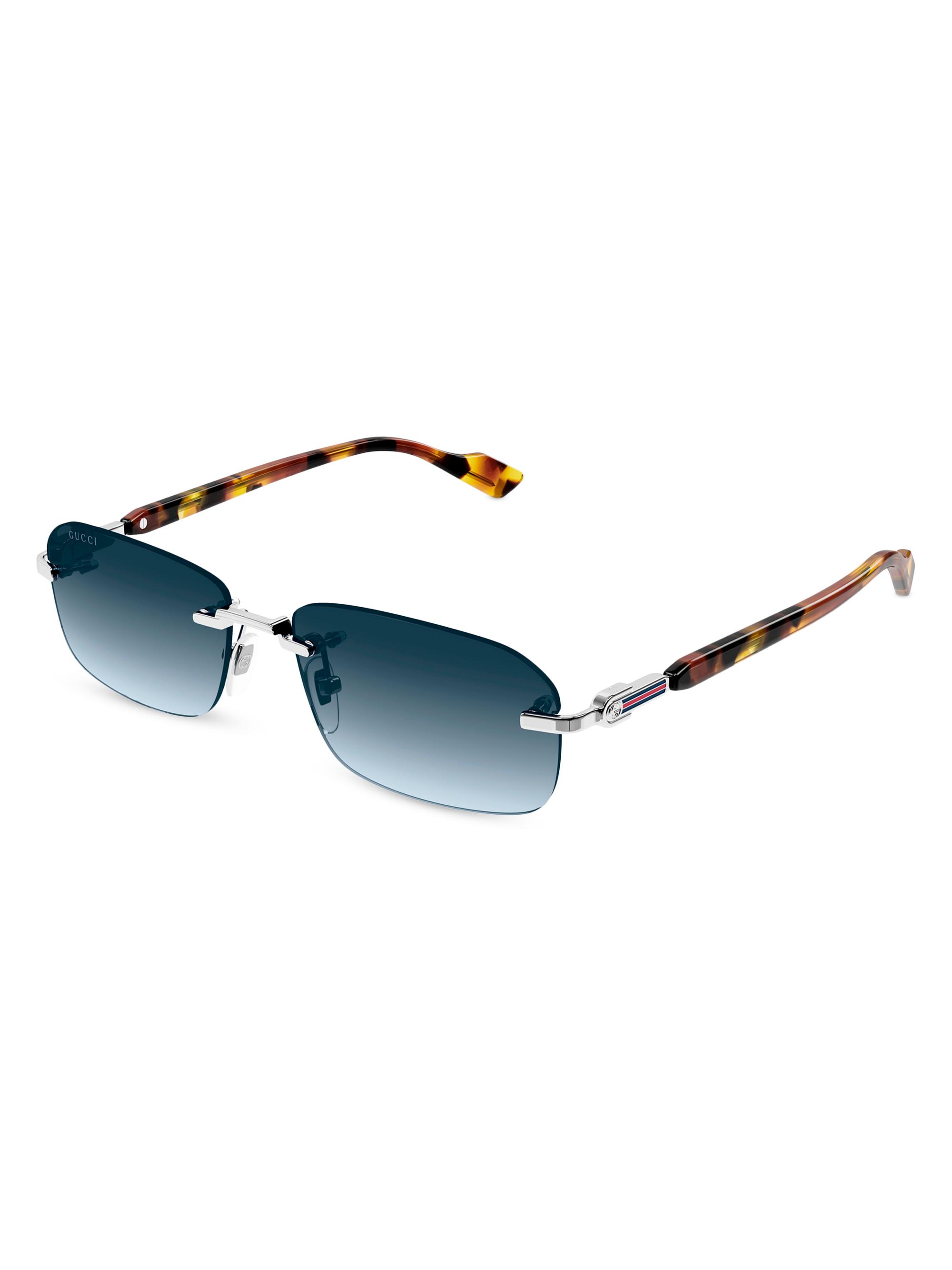 Gucci Men's  125th Street 56MM Rectangular Sunglasses - Brown Silver Grey