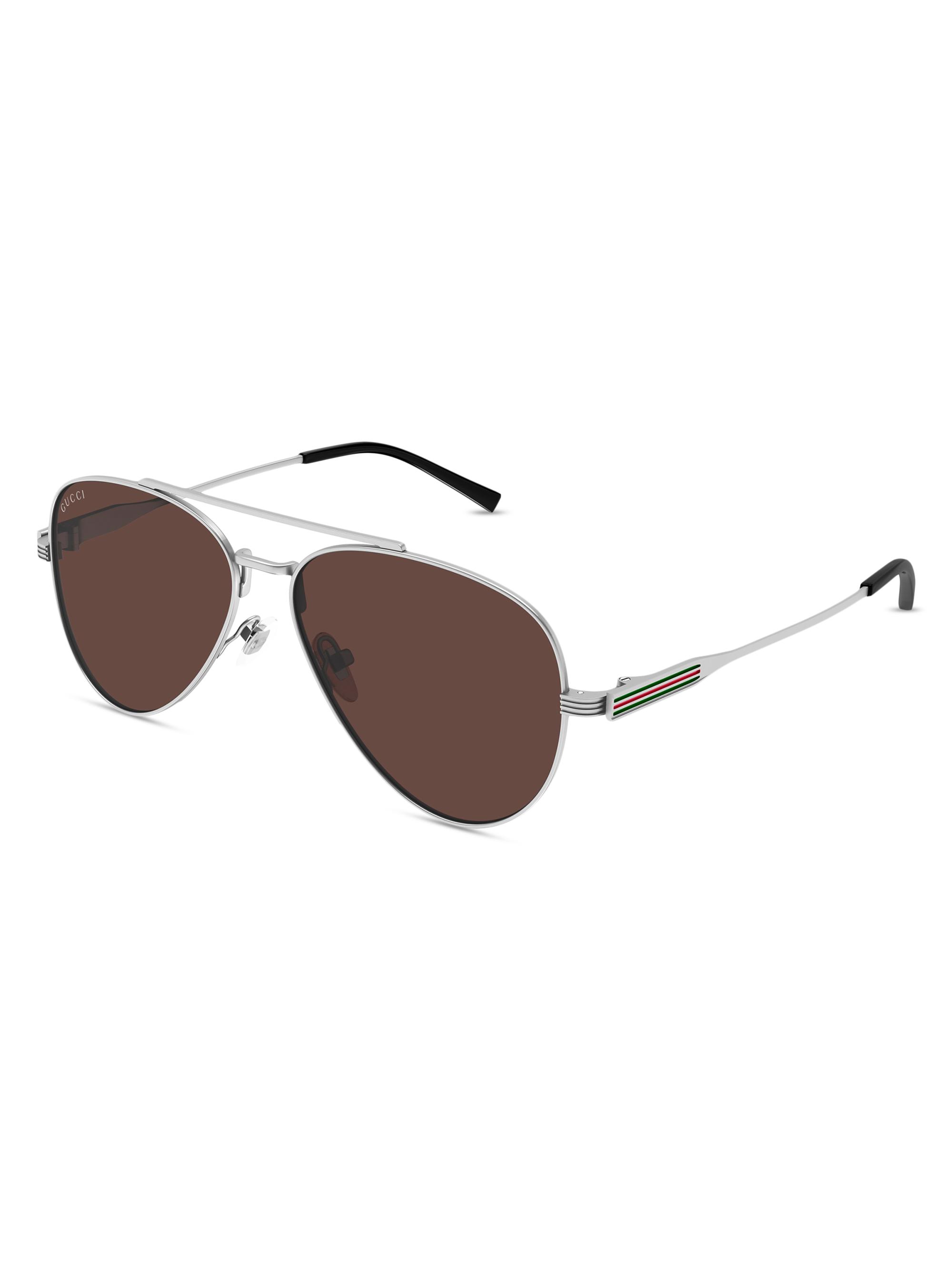 Gucci Men's 57MM Pilot Sunglasses - Ruthenium Brown