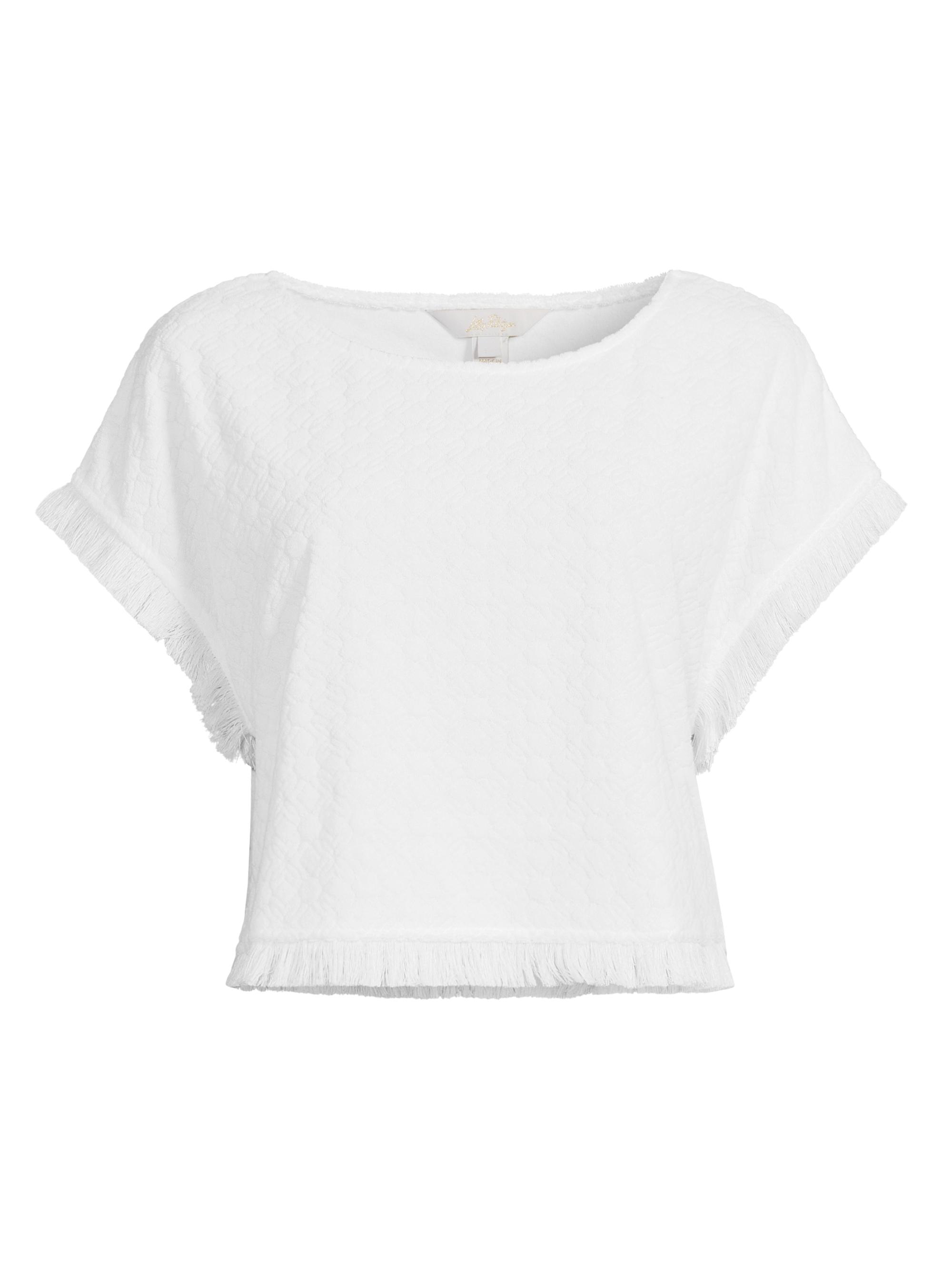 Lilly Pulitzer Women's Azzi Lil Butterfly Terry Coverup Top - Resort White Lil Butterfly