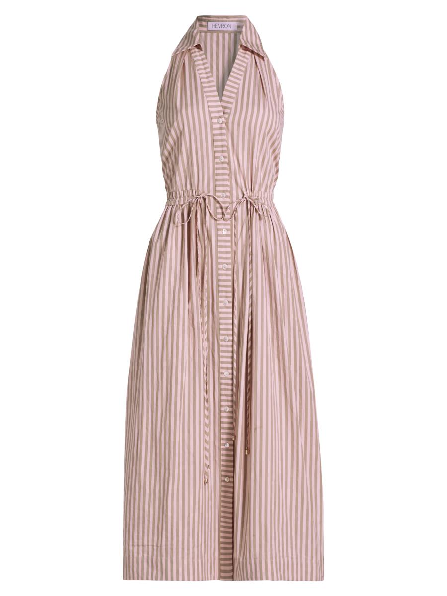 Hevron Women's Stella Striped Cotton Midi-dress In Pink