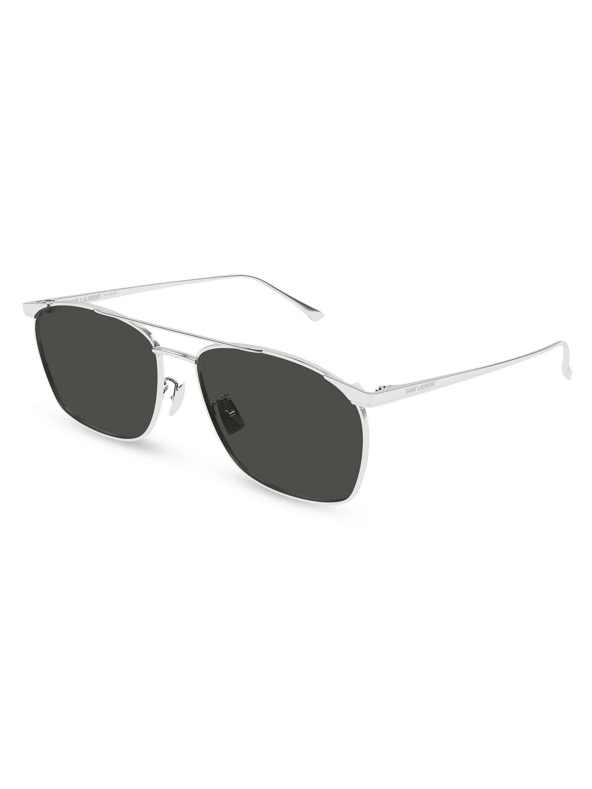 Saint Laurent Men's Fashion Metal 57MM Pilot Sunglasses - Silver Black | Thumbnail 5