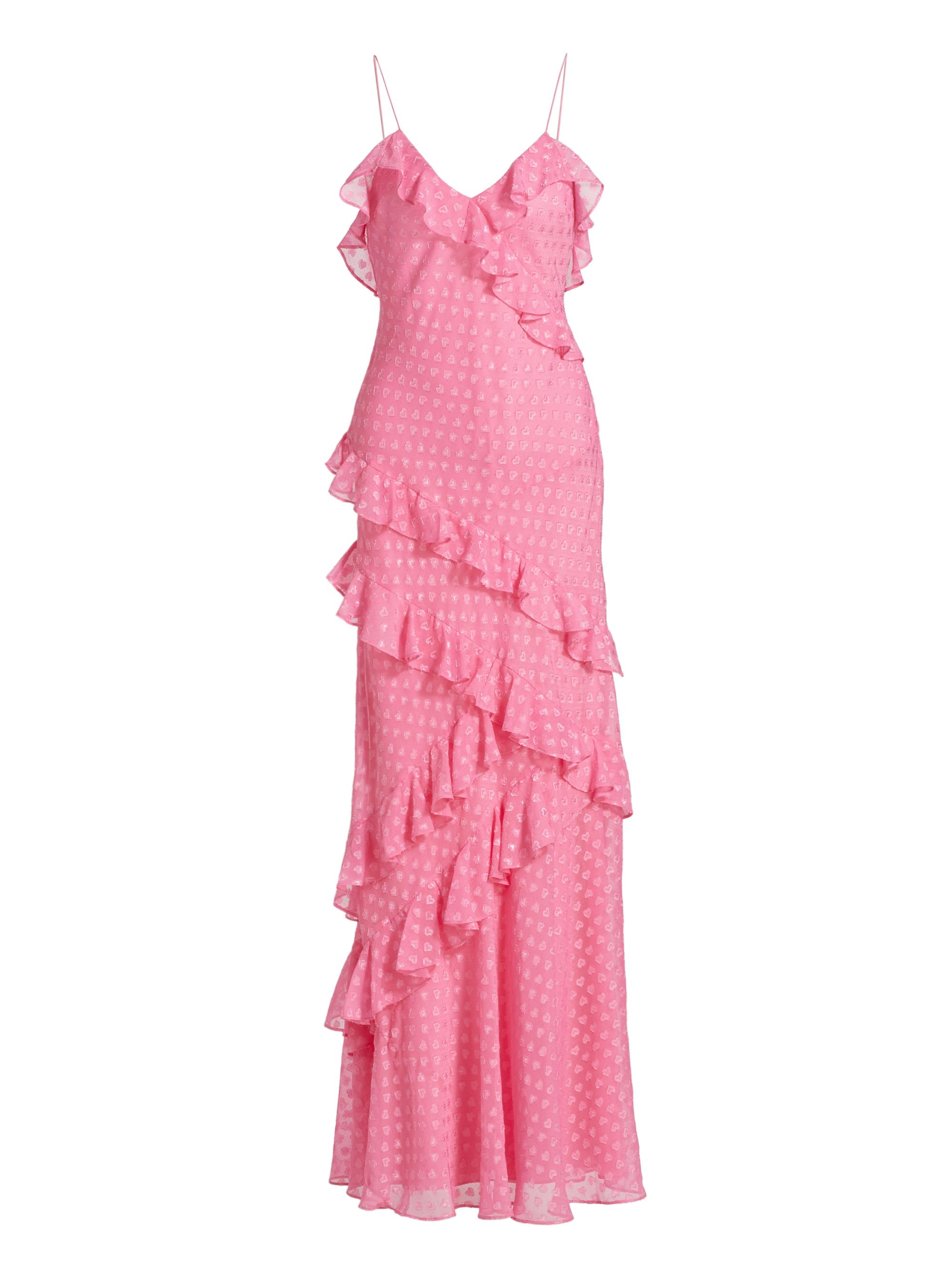 LoveShackFancy Women's Rialto Ruffled Maxi Slipdress - Carnation Hearts