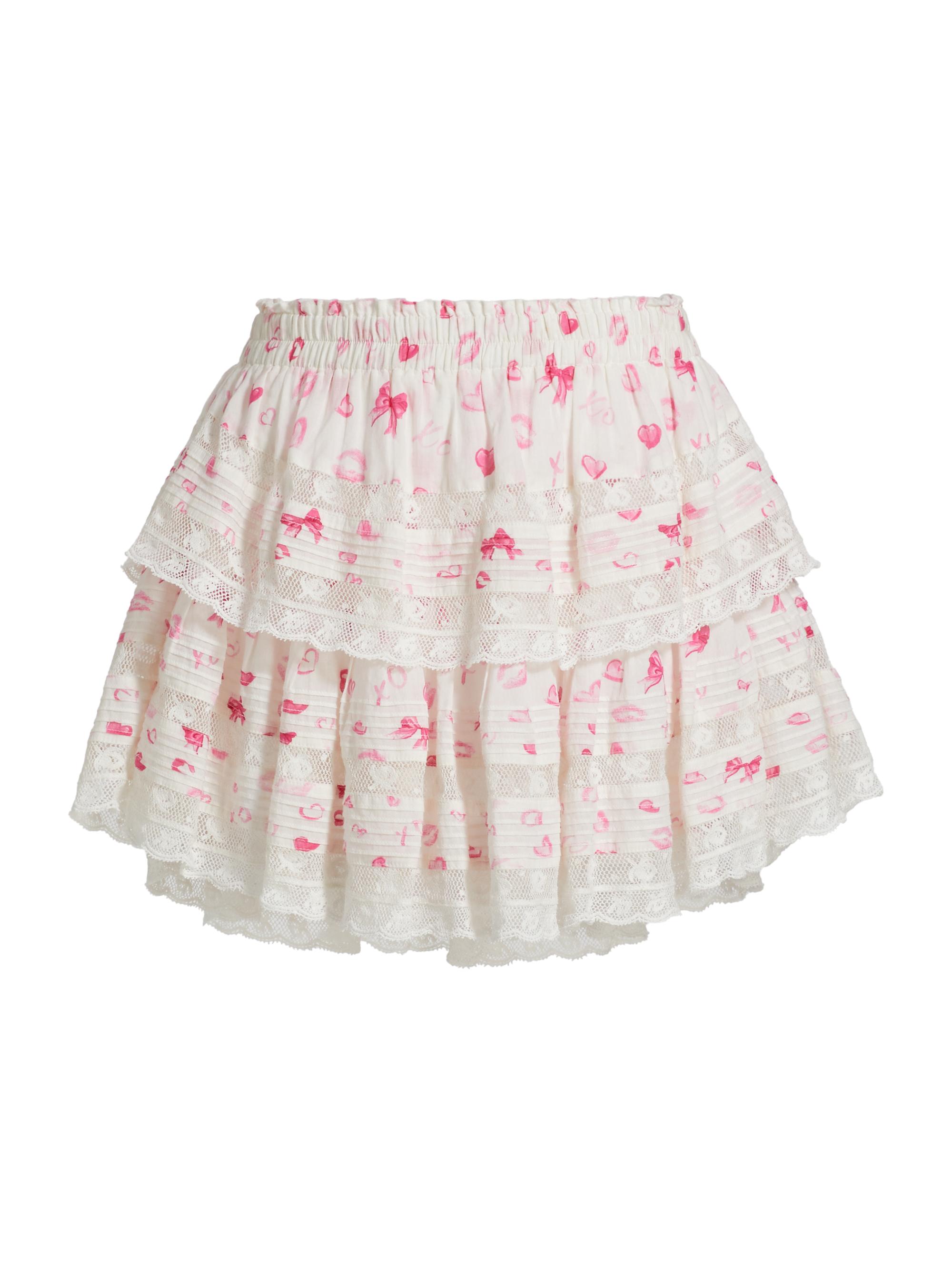 LoveShackFancy Women's Polka Dot Ruffled Miniskirt - Rosey Dream