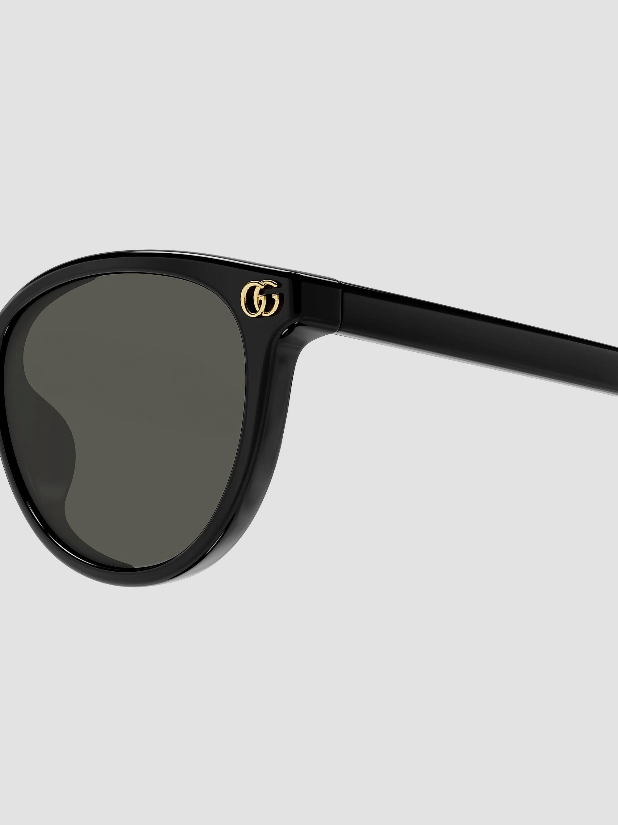 Gucci Black Round Acetate Sunglasses with Gold Logo Gucci - Round Frame Acetate Sunglasses - Black Gold - L  main image 3