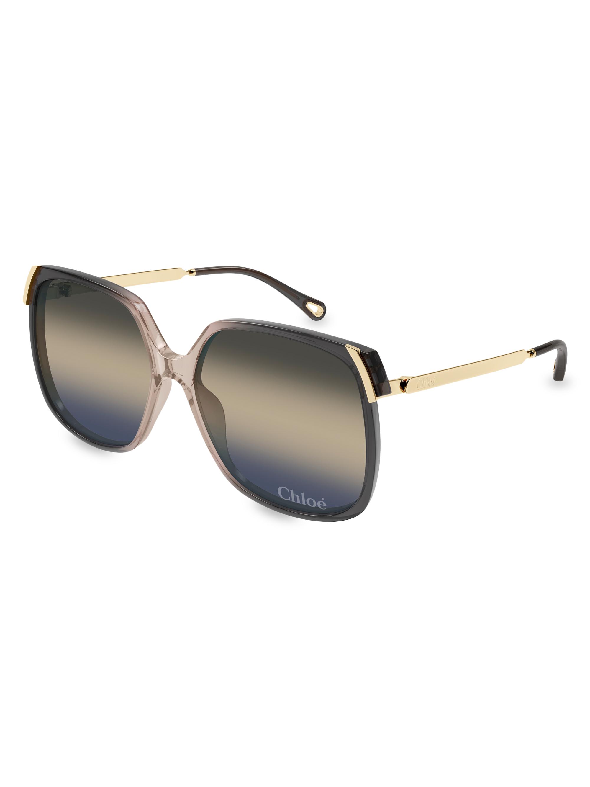 Chloé Women's Aly Combi 60MM Squared Sunglasses - Gold Grey