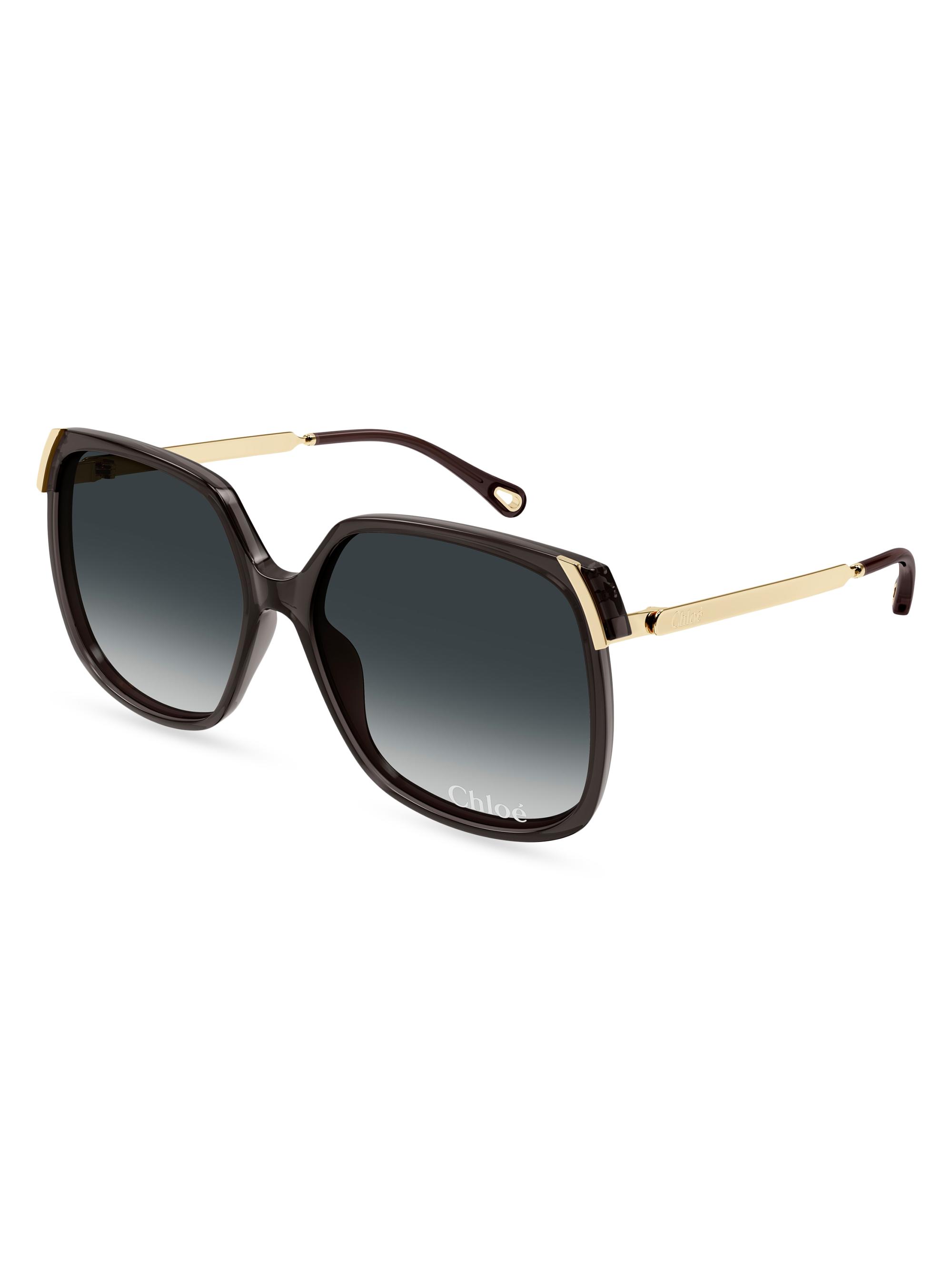 Chloé Women's Aly Combi 60MM Squared Sunglasses - Grey Gold Grey | Thumbnail 4