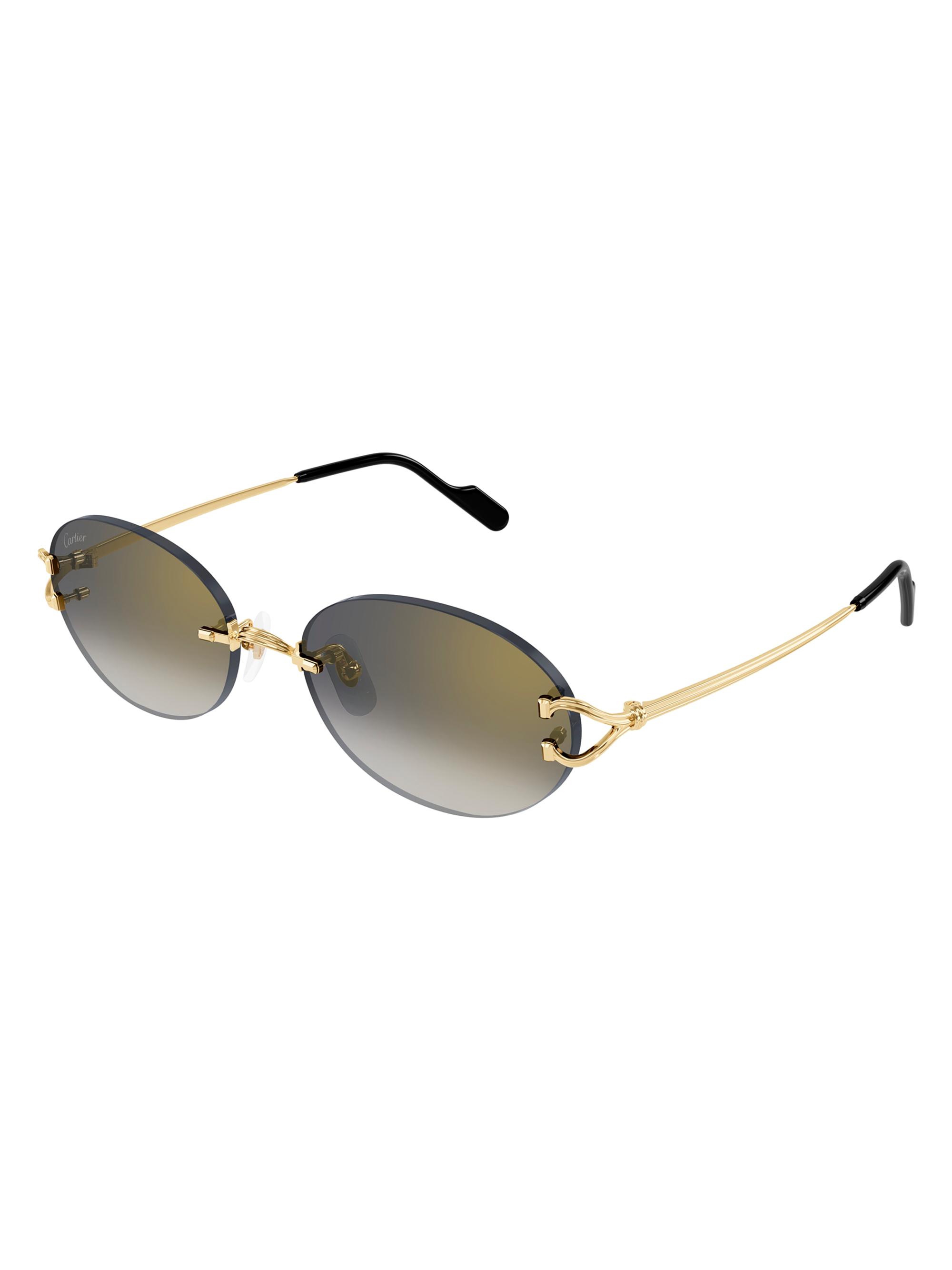 Cartier Men's C Decor 55MM Oval Sunglasses - Gold Grey