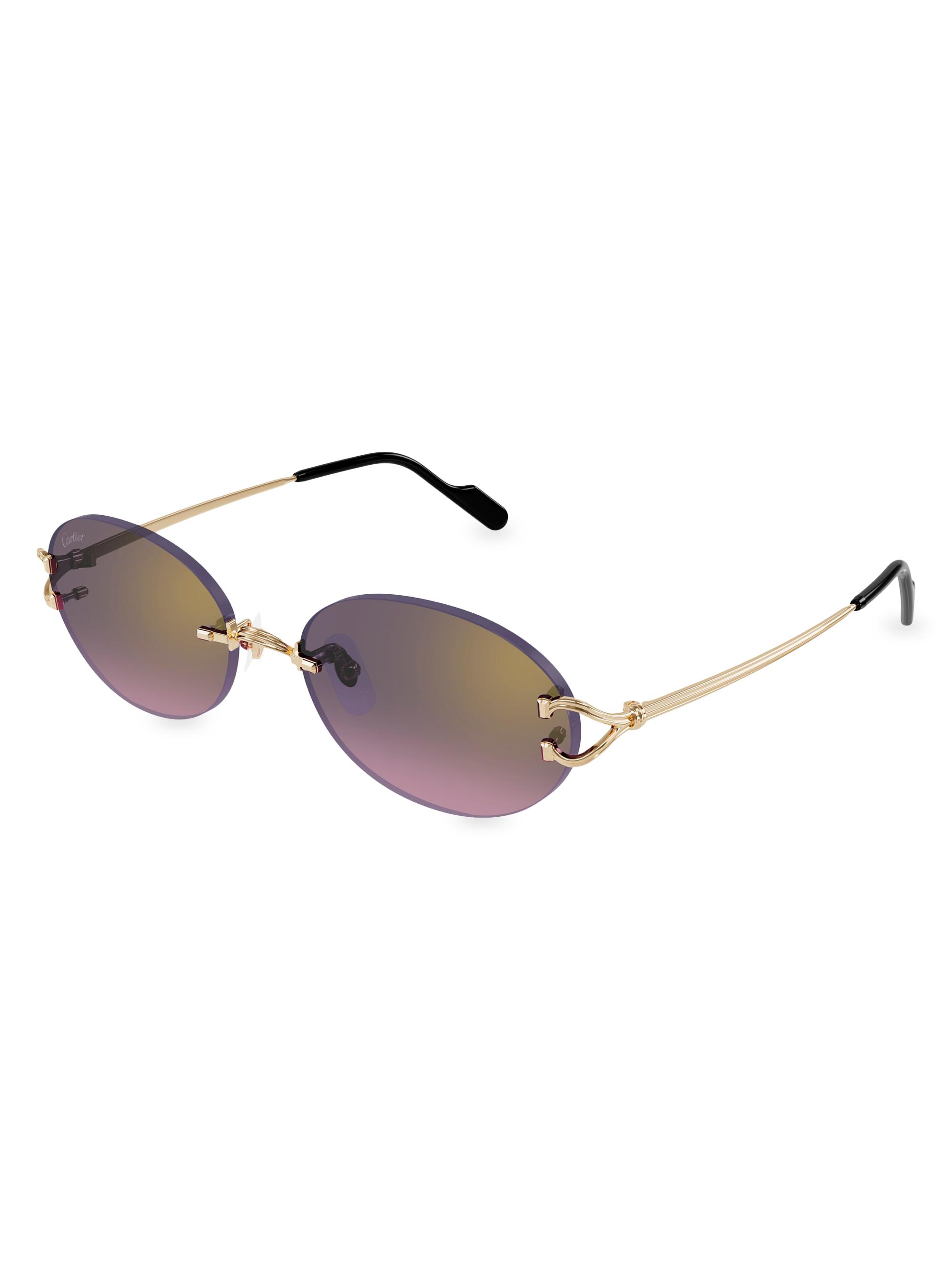 Cartier Men's C Decor 55MM Oval Sunglasses - Gold Purple