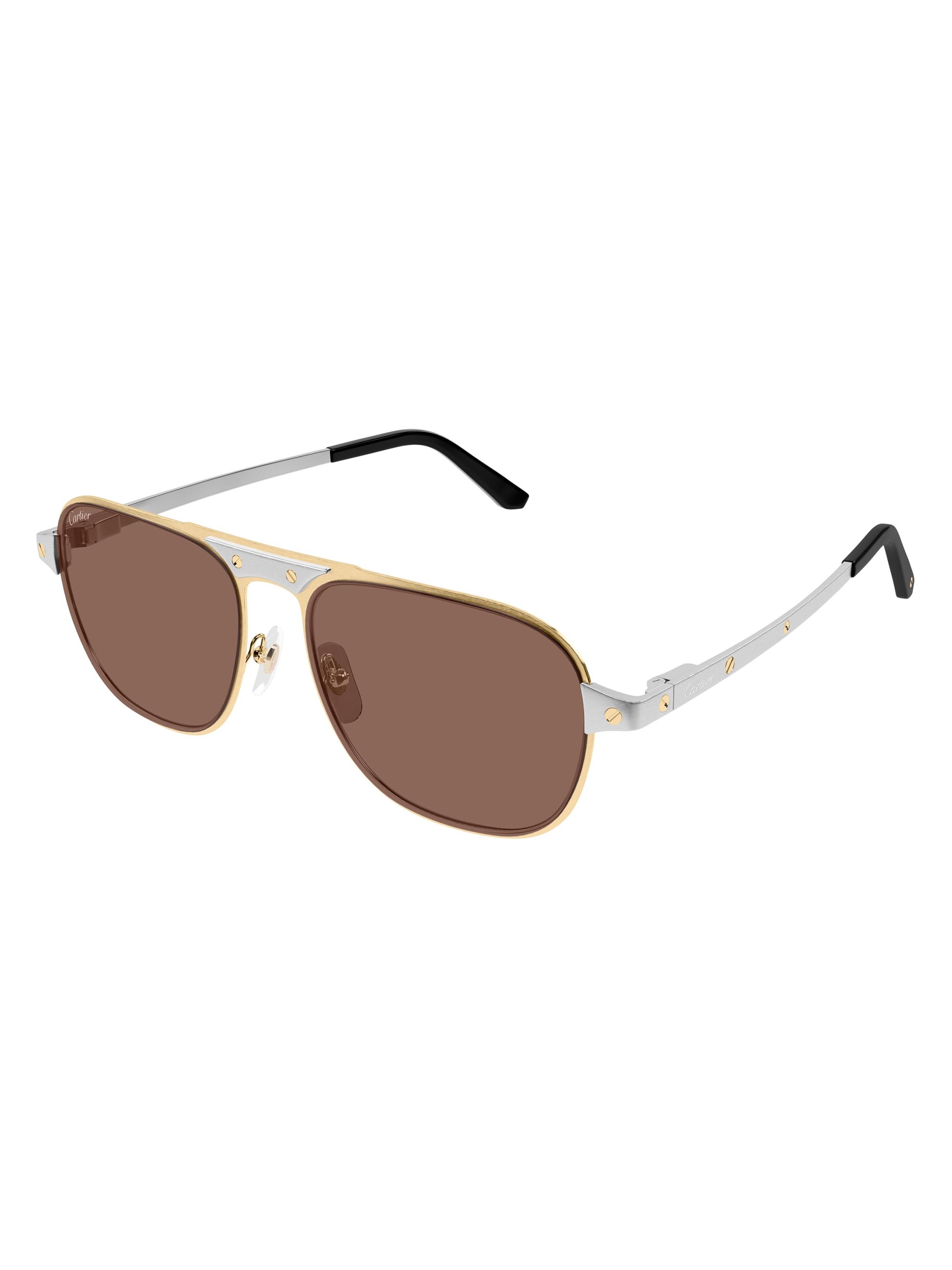 Cartier Men's Santos Evolution 58MM Navigator Sunglasses - Silver Gold Brown | Thumbnail 4
