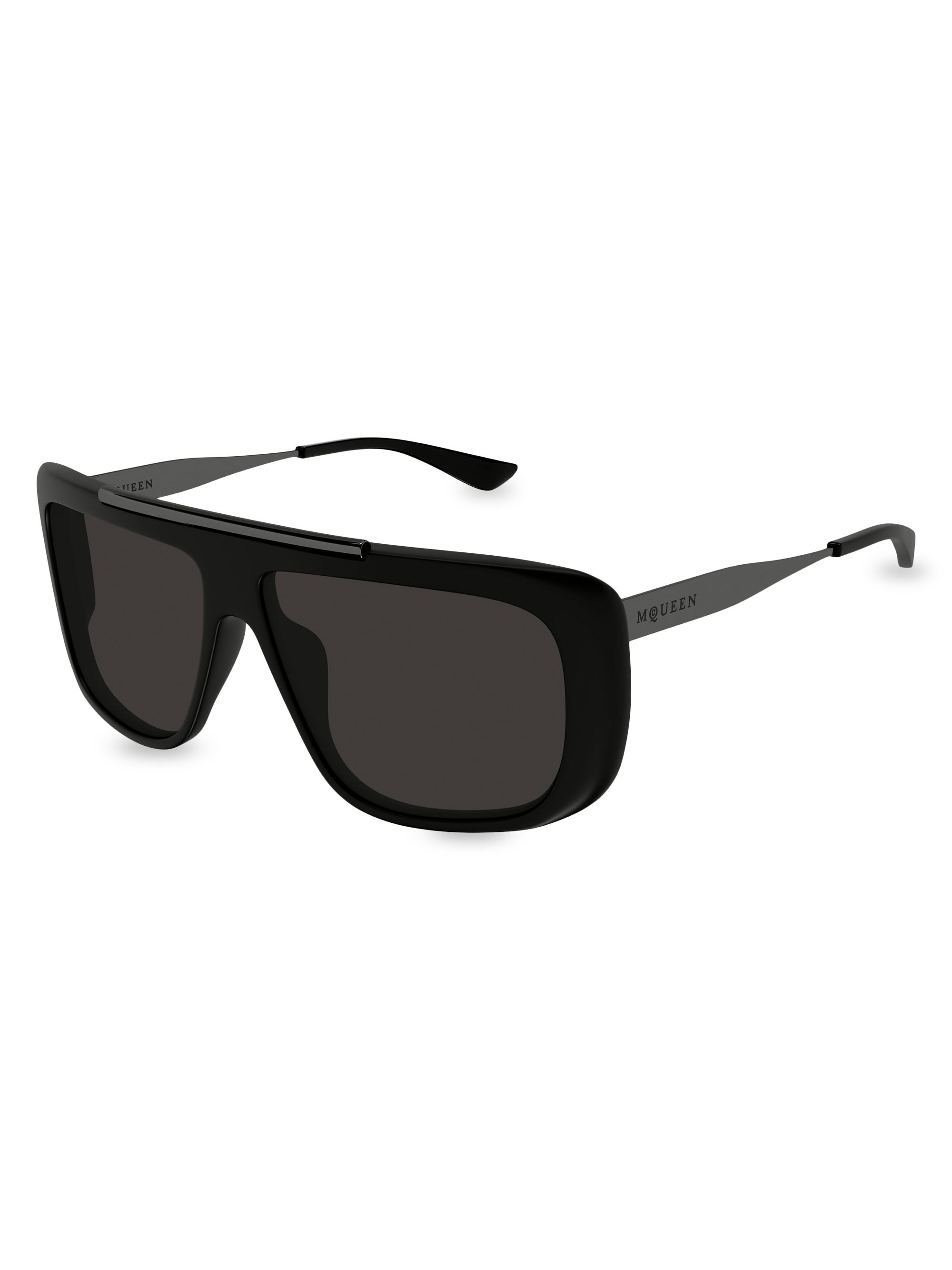 McQueen Men's Front Cross-Bar 50MM Navigator Sunglasses - Black