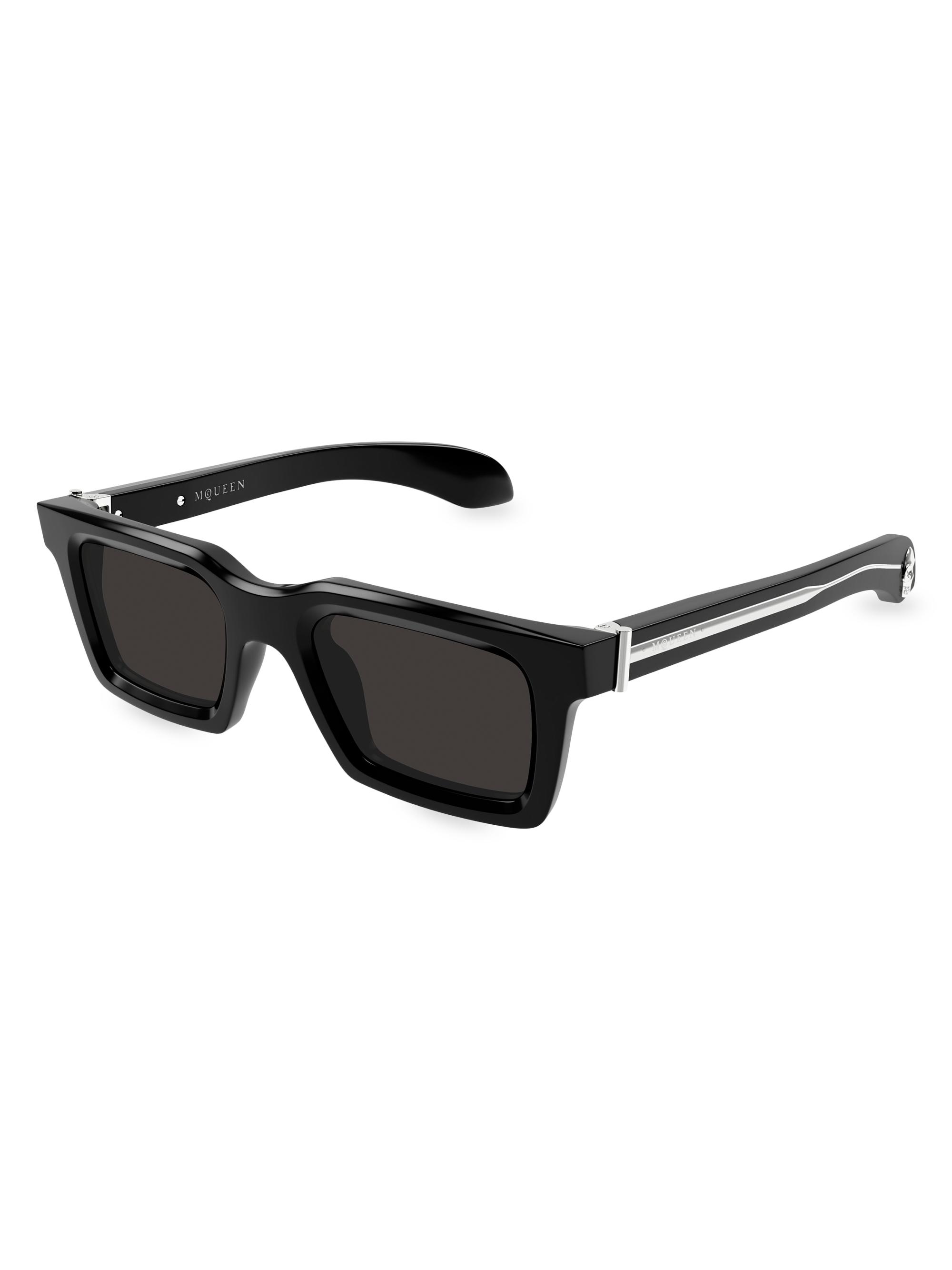 McQueen Men's Skull Hardware 60MM Square Sunglasses - Black | Thumbnail 5