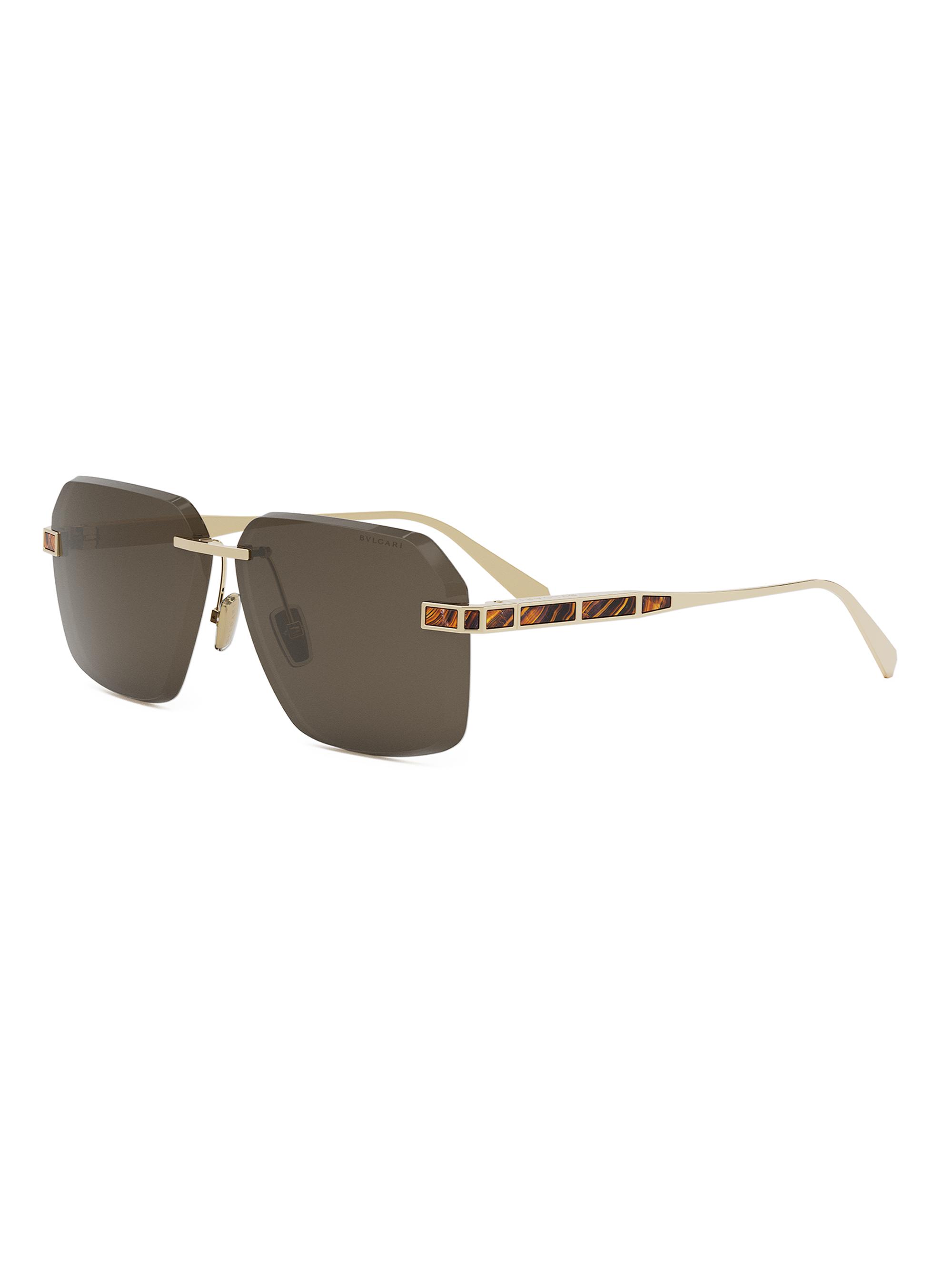 BVLGARI Men's Octo Roma 62MM Rectangular Sunglasses - Gold Grey
