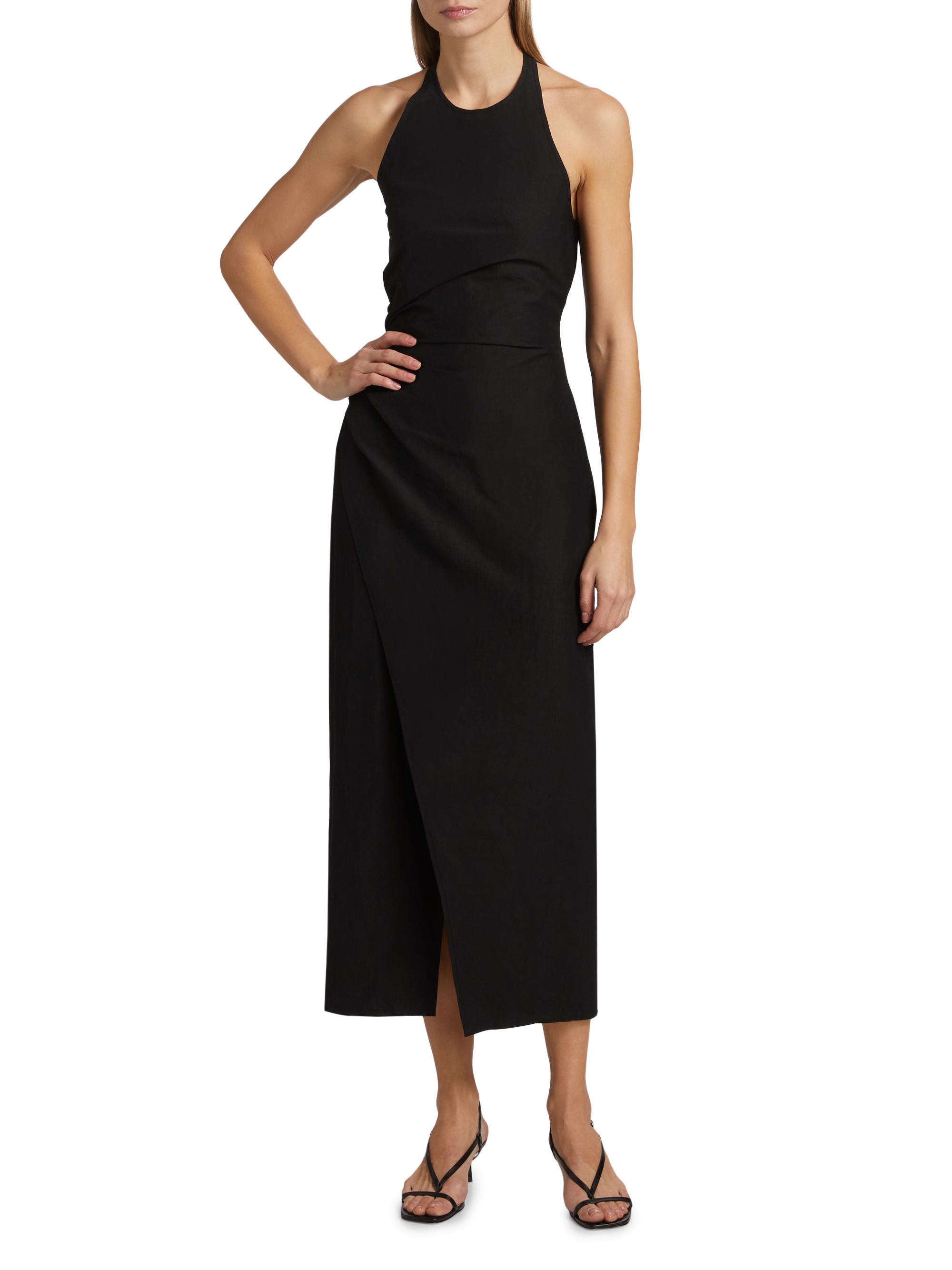 red knee length halter dress Elyna Slinky Halter Maxi Dress - Deep Red main image 0