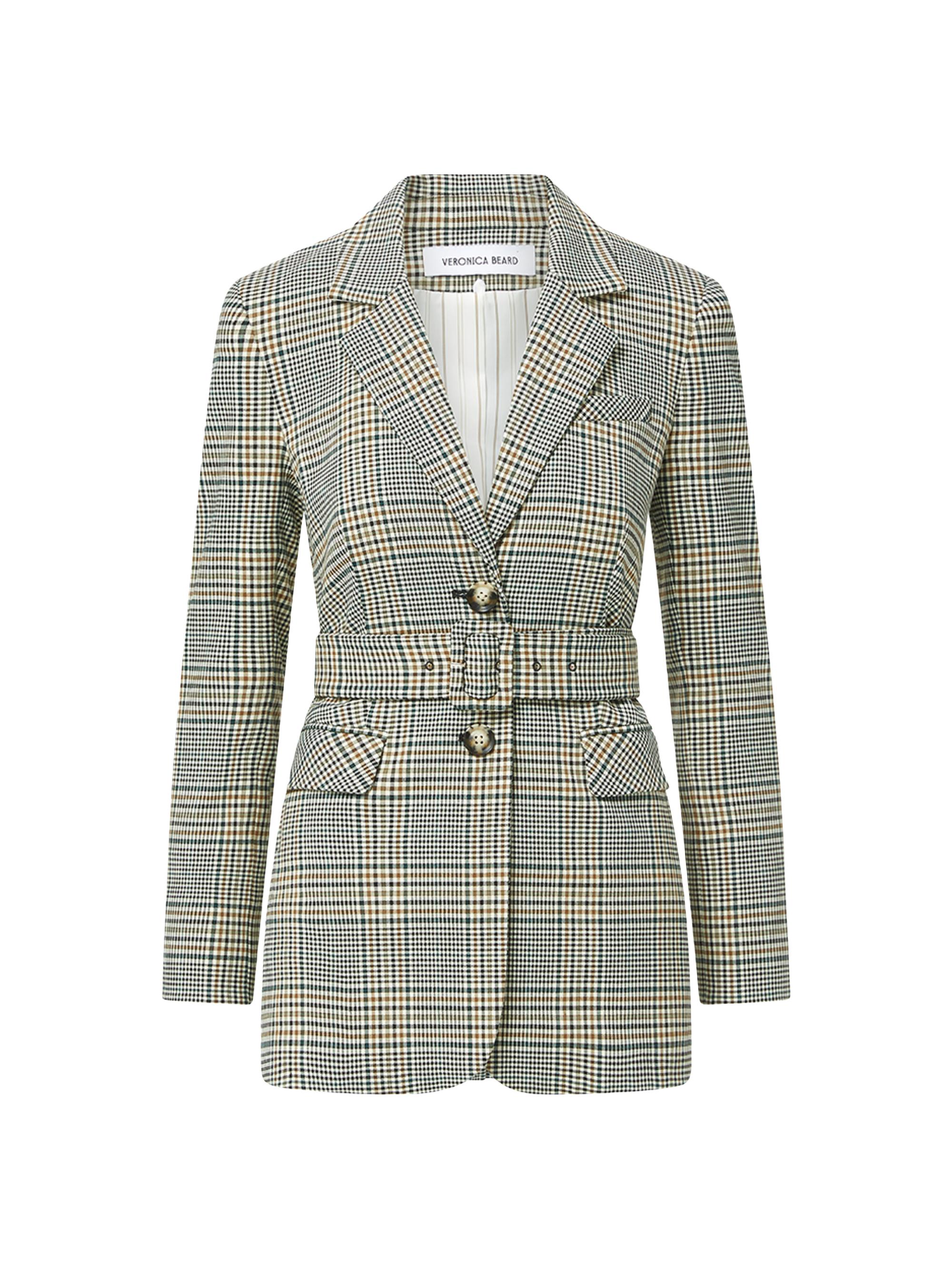 Veronica Beard Women's Ryanne Belted Dickey Jacket - Ecru Green Multi