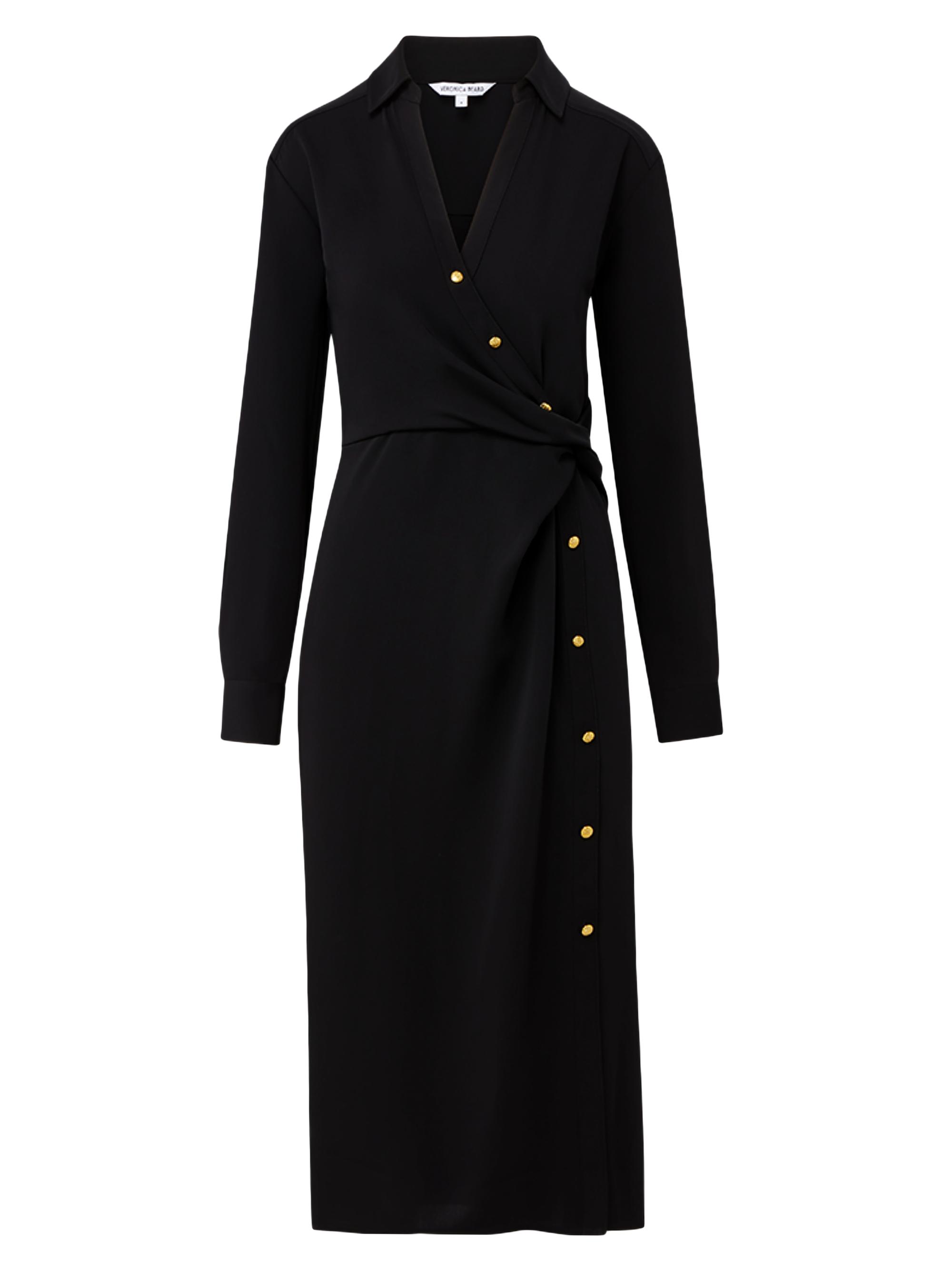Veronica Beard Women's Wright Asymmetric Button Midi-Dress - Black