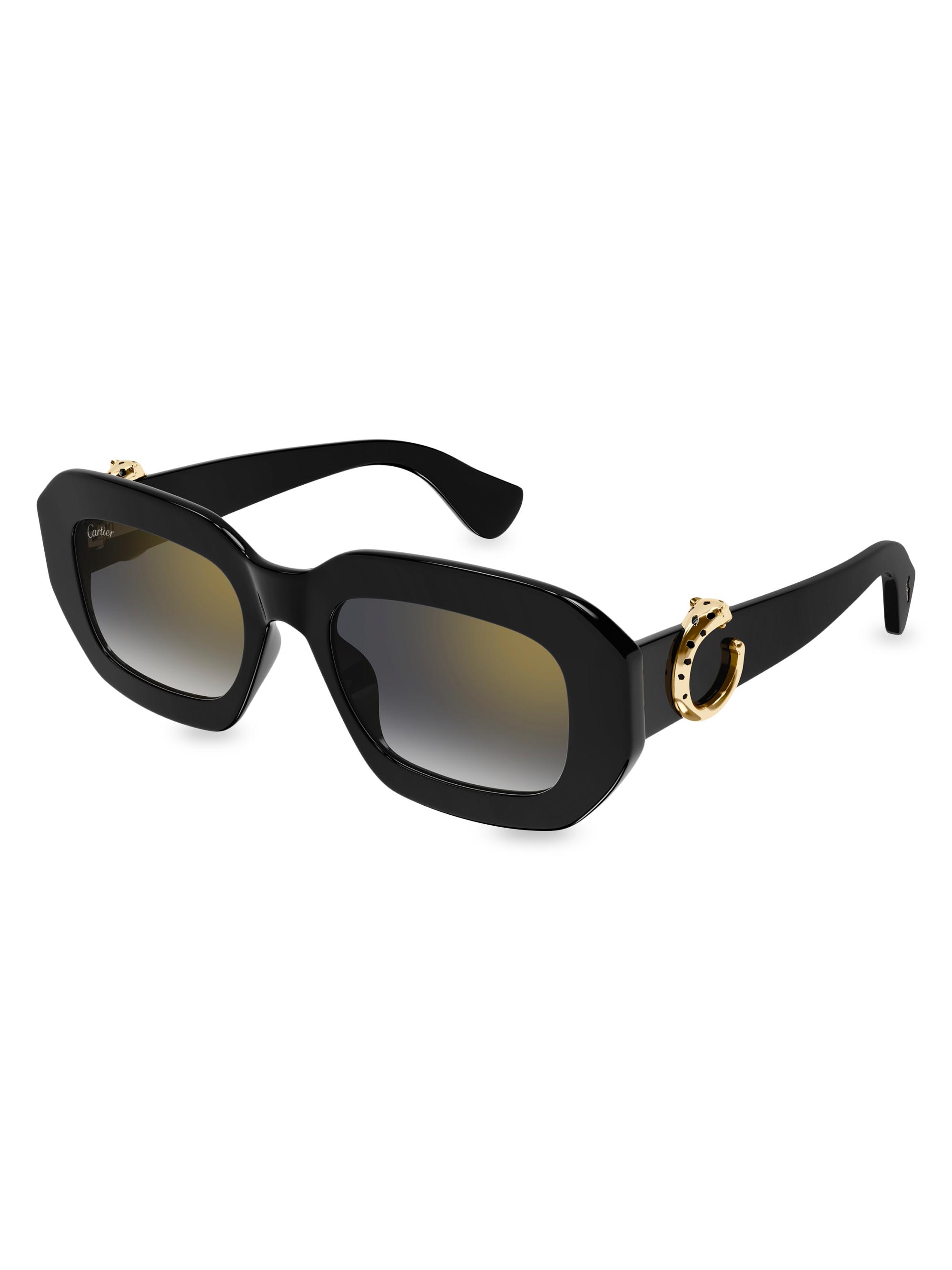 Cartier Women's Panthère Classic 52MM Rectangular Sunglasses - Black