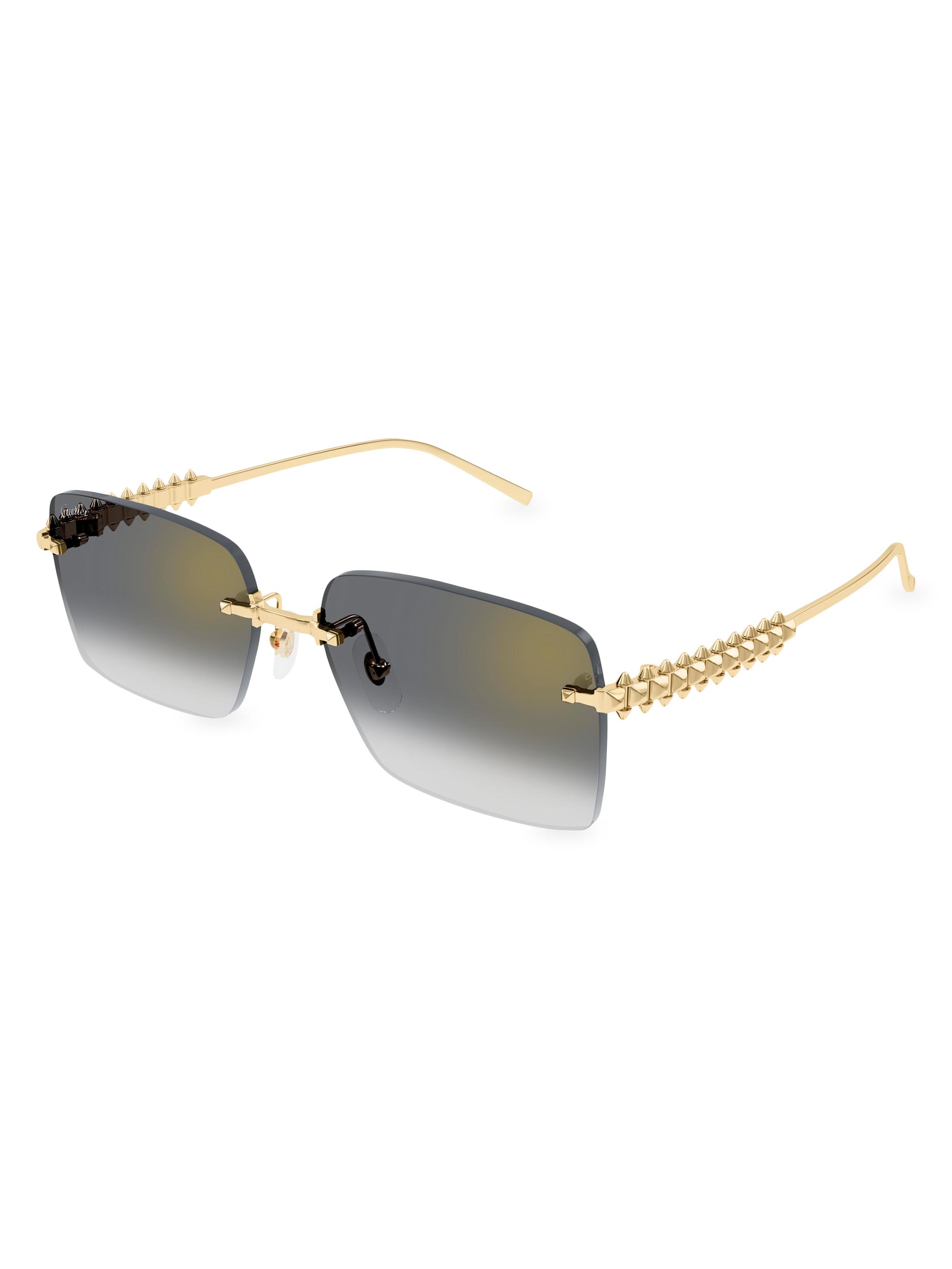 Cartier Women's Clash De  58MM Rectangular Sunglasses - Gold Grey | Thumbnail 6