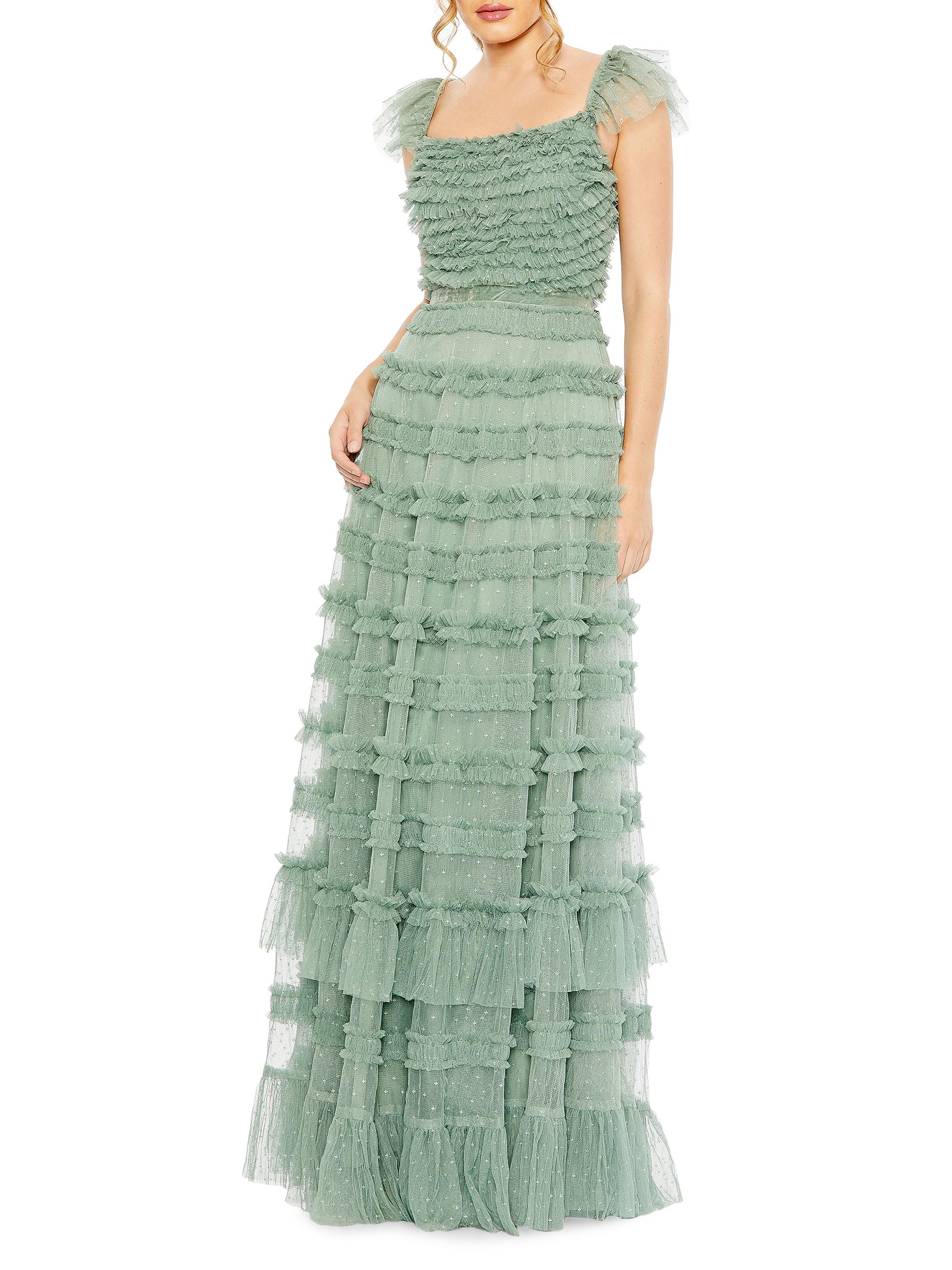 Mac Duggal Women's Tiered Ruffle A-Line Gown - Jade