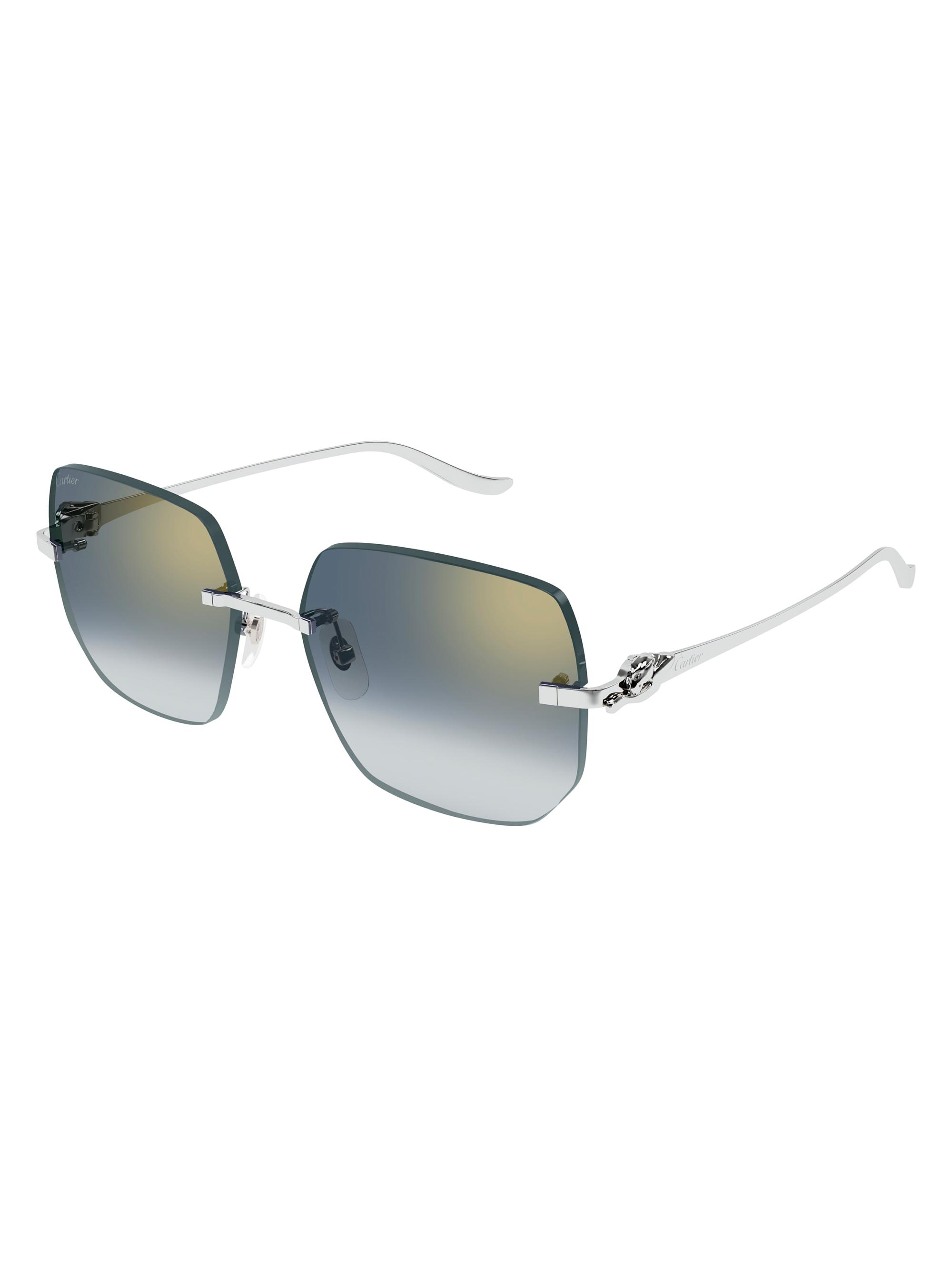 Cartier Women's Panthère Classic 57MM Square Sunglasses - Silver Light Green