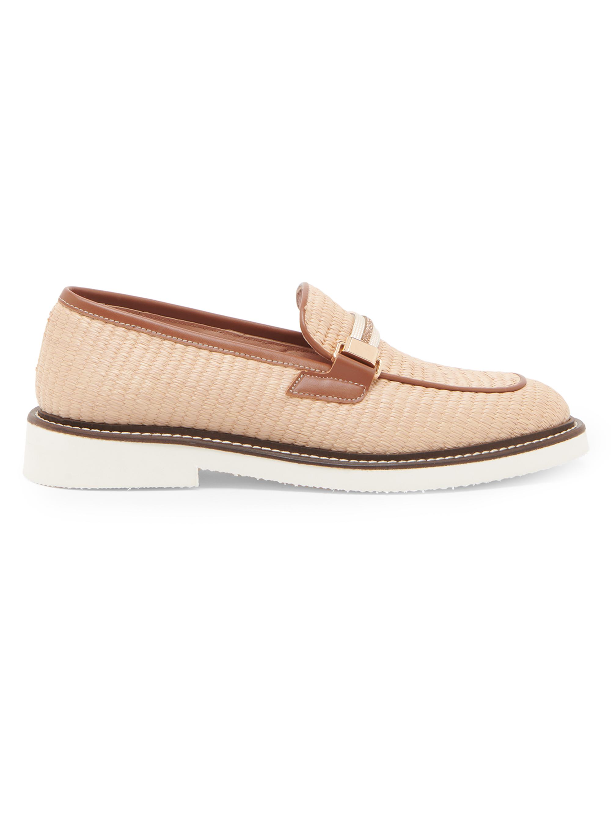 Pollini Women's Mannish Embellished Raffia Loafers - Desert Rodeo