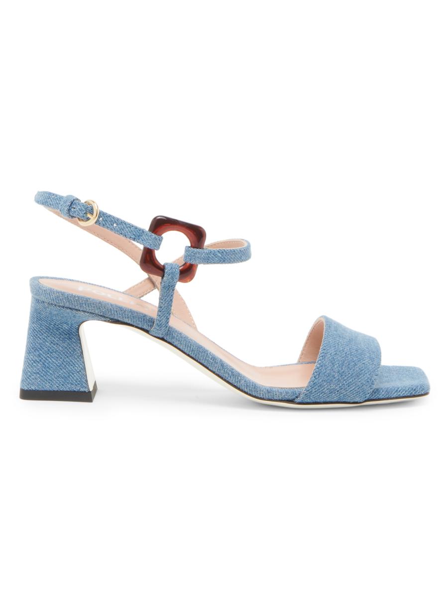 Pollini Women's Between The Lines 55mm Denim Sandals In Blue