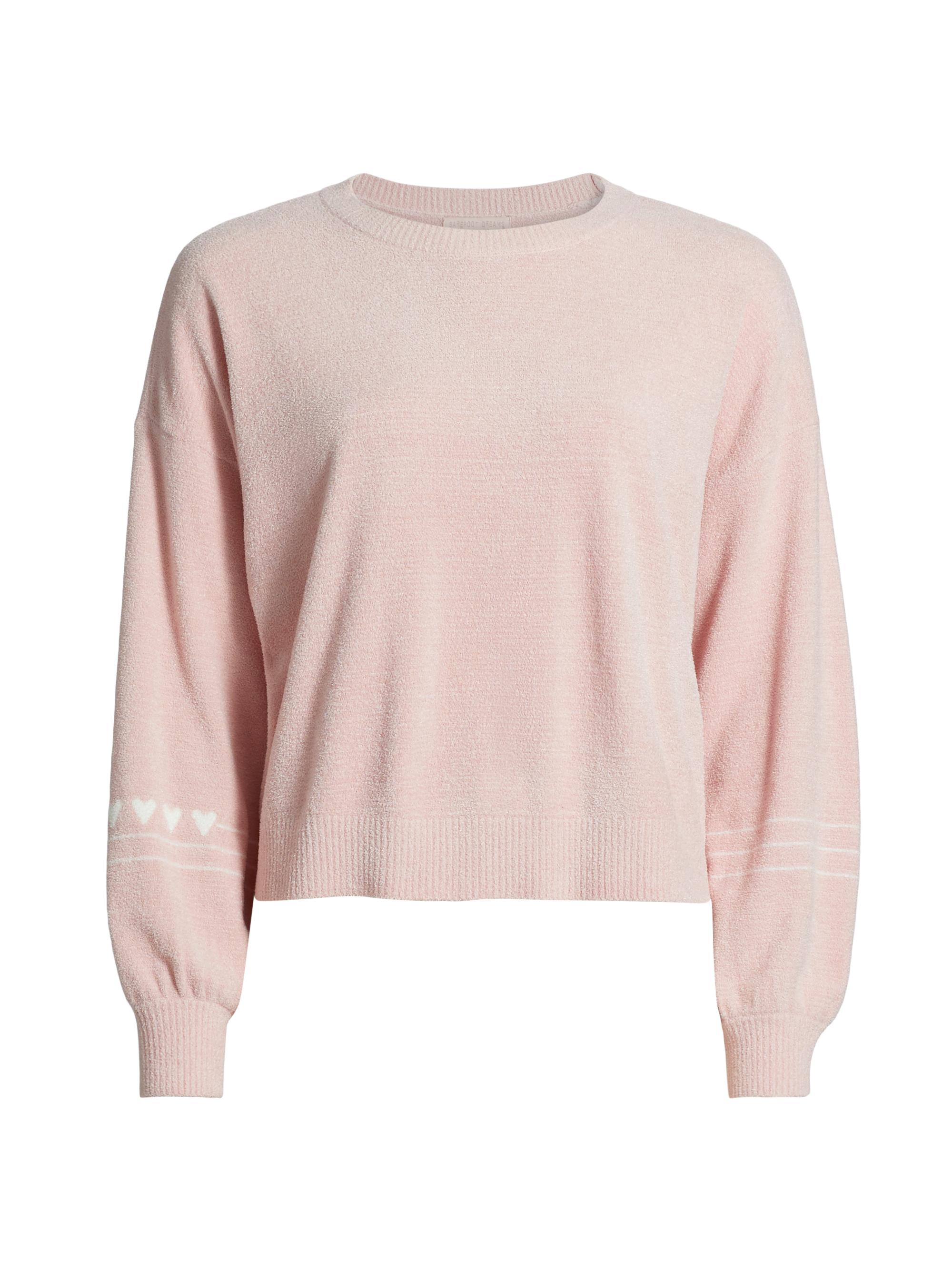 Barefoot Dreams Women's Heartbeat Striped Intarsia Sweater - Pink Peonie Pearl
