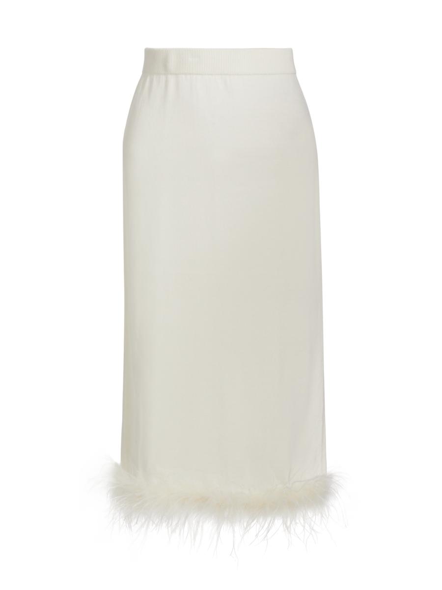 If Only Studio Louise Feather-Trim Wool Skirt | Saks Fifth Avenue