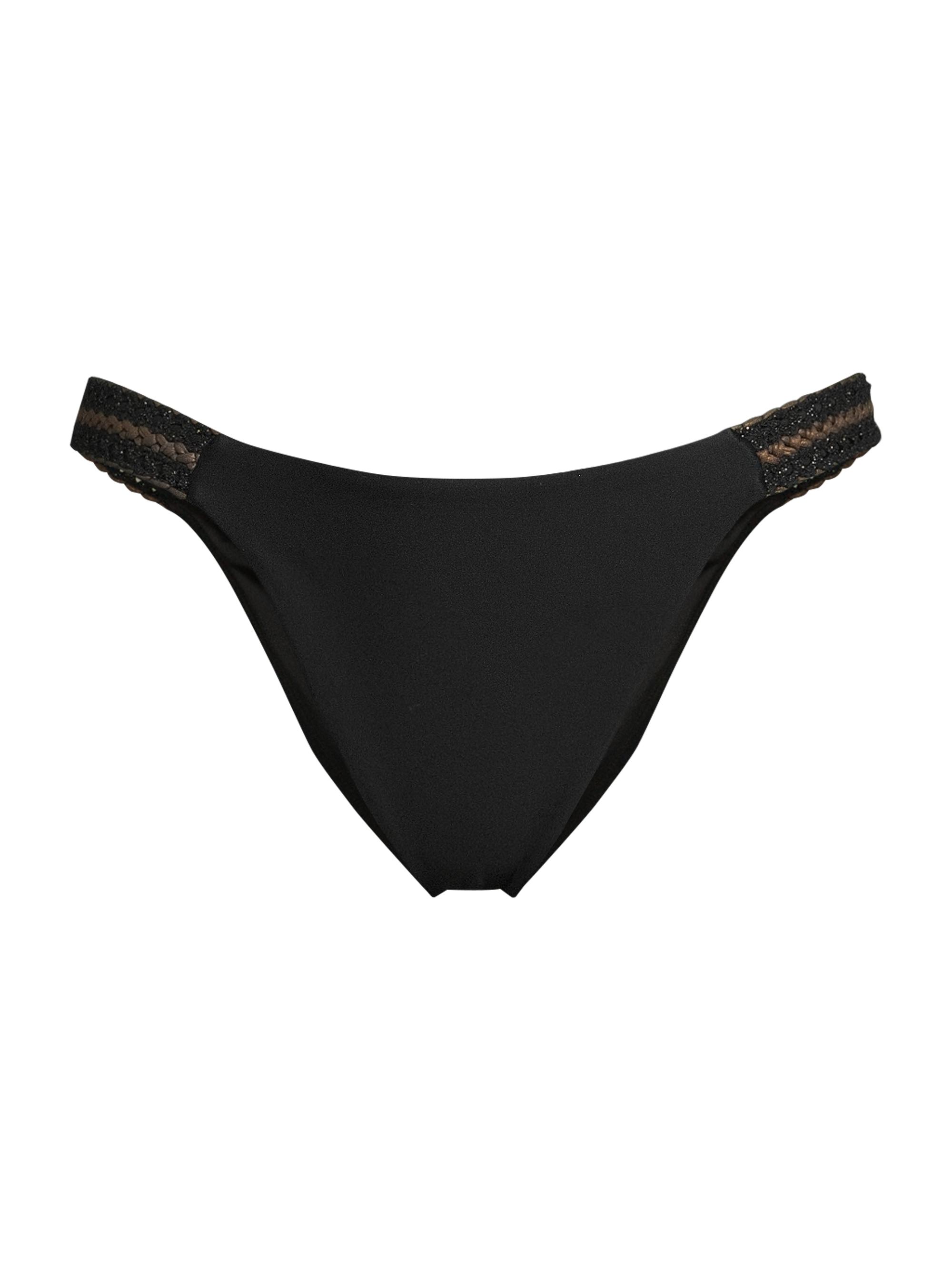 Ramy Brook Women's Andrea Bikini Bottom - Black Gold Embroidery