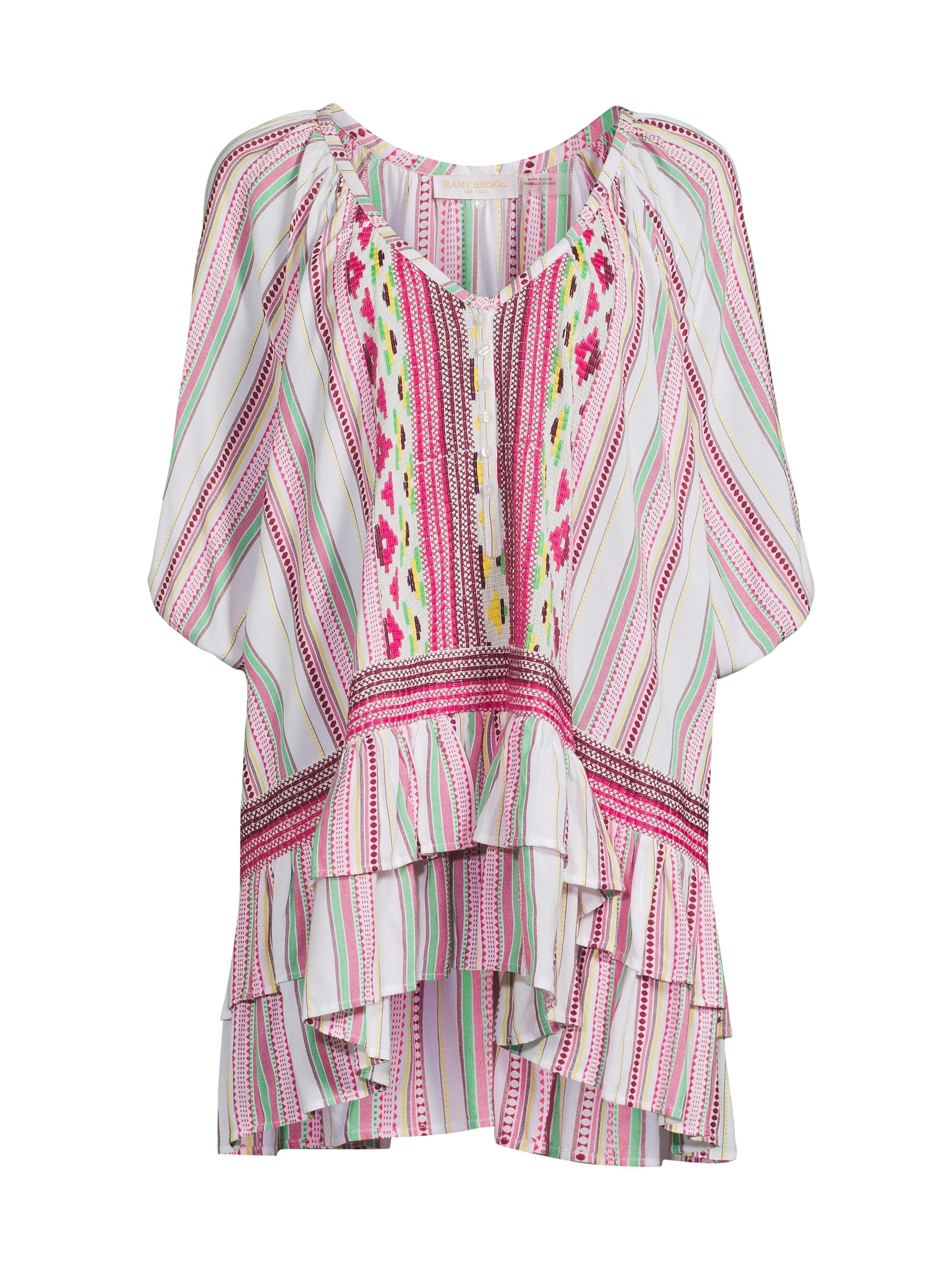 Ramy Brook Women's Hensley Striped Cotton Cover-Up Minidress - White Multi Stripe