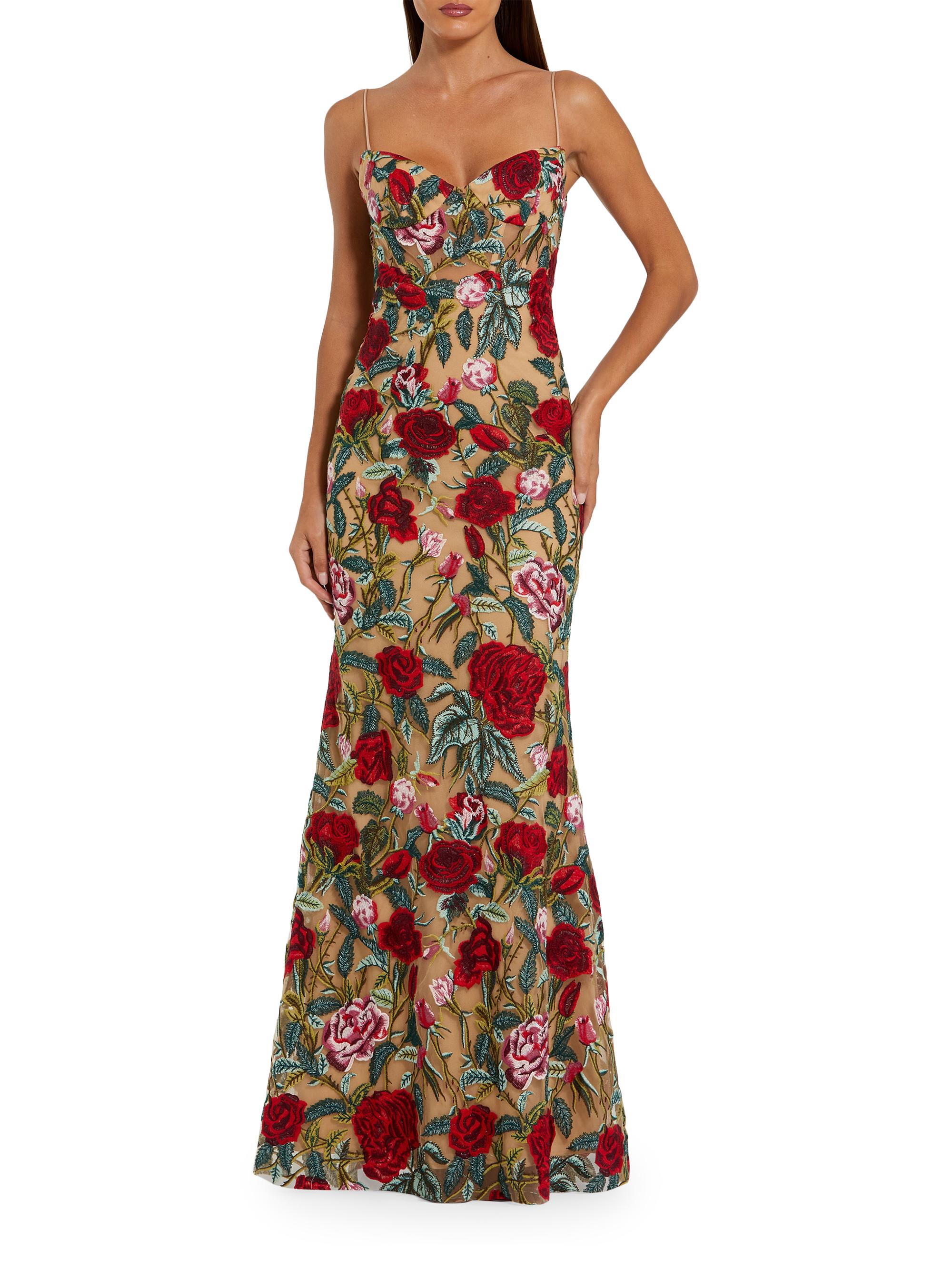 Mac Duggal Women's Ieena Floral Embroidered Gown - Beige Multi