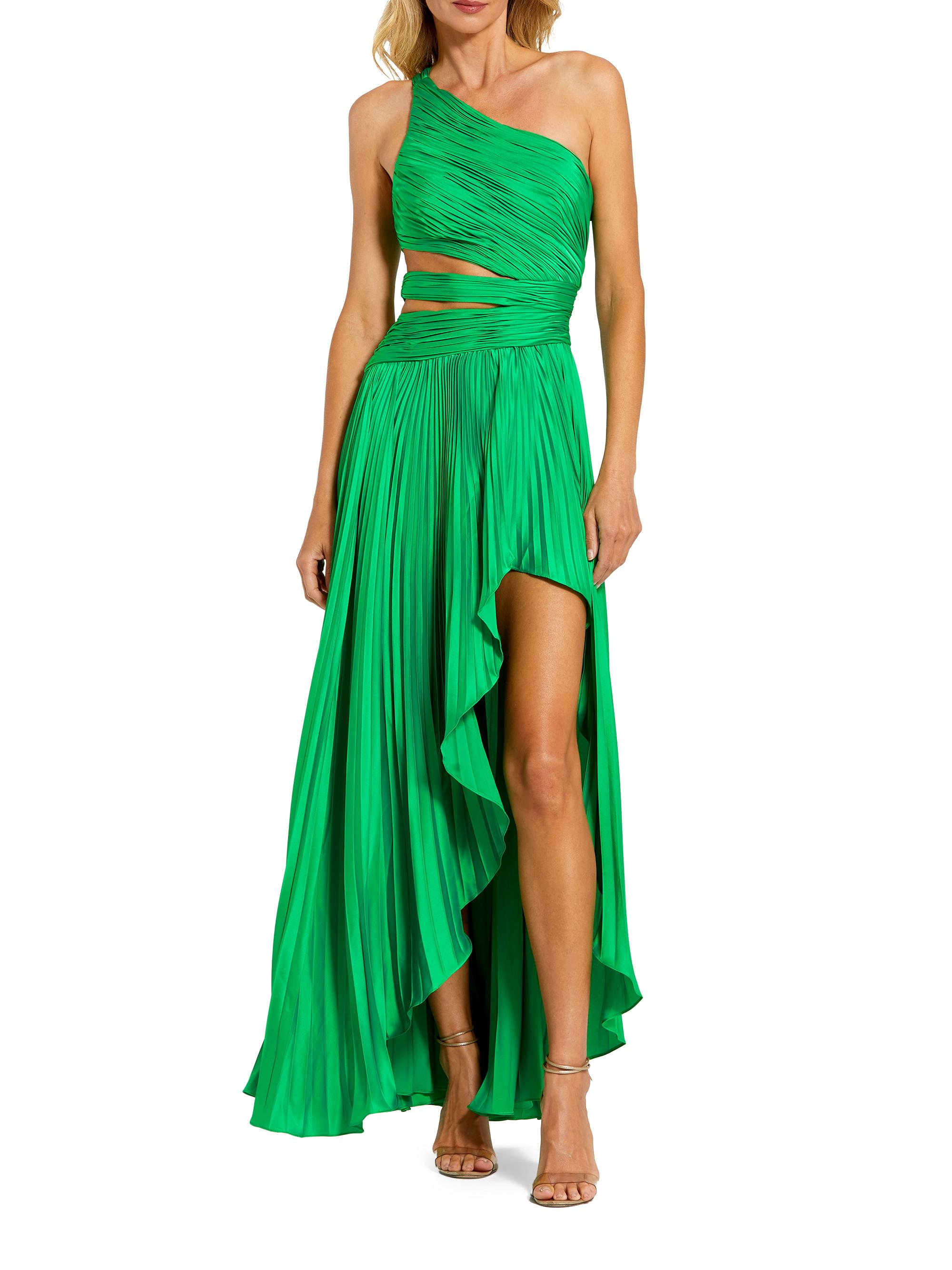 Mac Duggal Women's One-Shoulder Pleated Asymmetrical Gown - Spring Green
