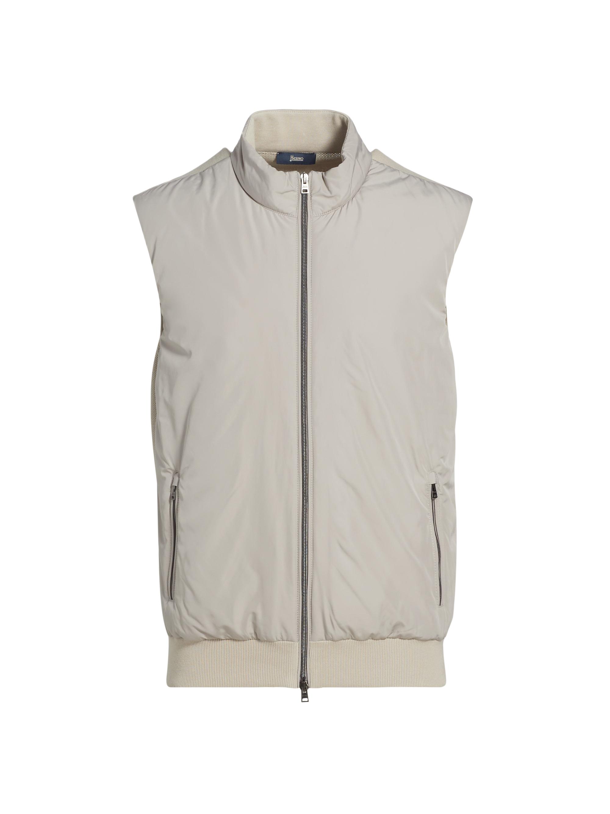 Herno Men's Cotton Pique Zip-Front Vest - Taupe