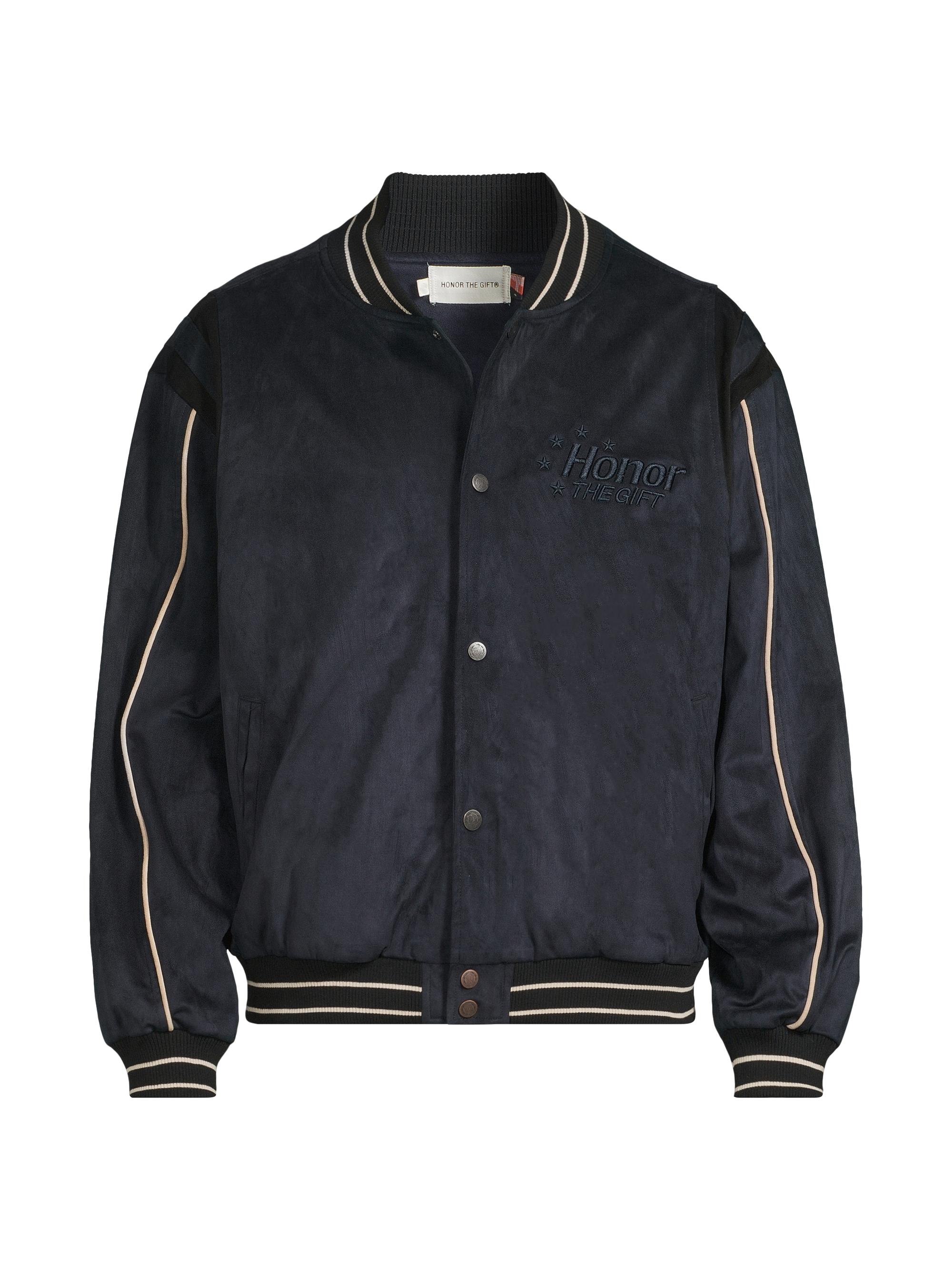 Honor The Gift Men's Inner City Auto Club Oil Head Varsity Jacket - Navy