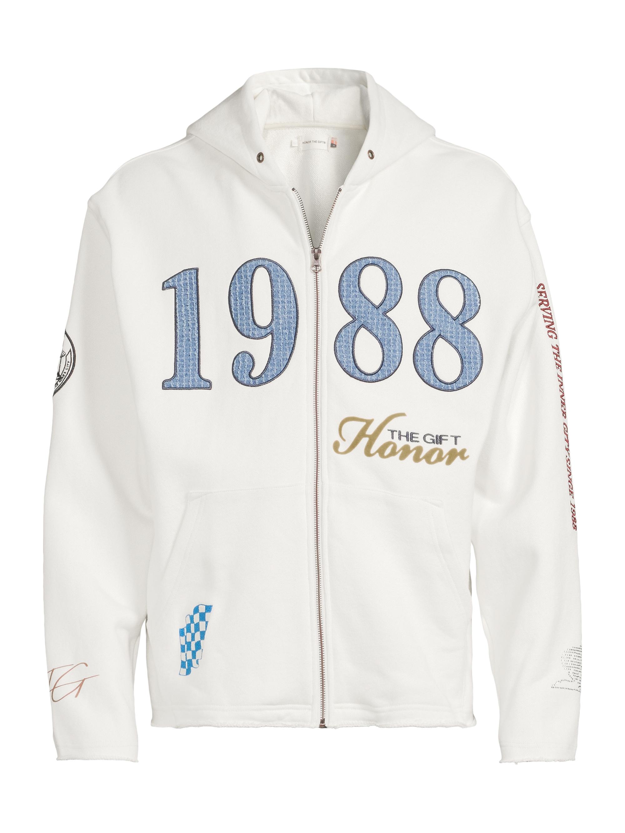 Honor The Gift Men's Inner City Auto Club 1988 Zip-Front Hoodie - White