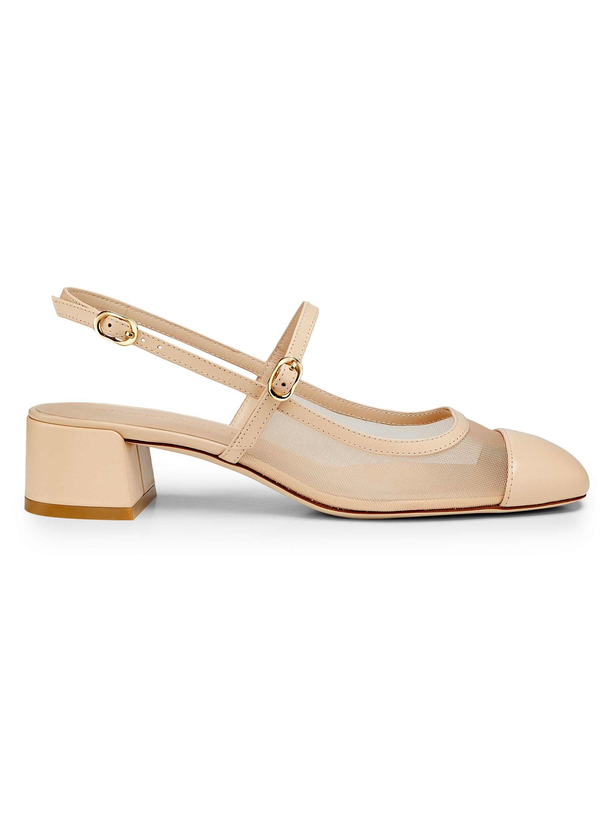 Stuart Weitzman Women's Maeve 35MM Leather & Mesh Mary Jane Shoes - Black