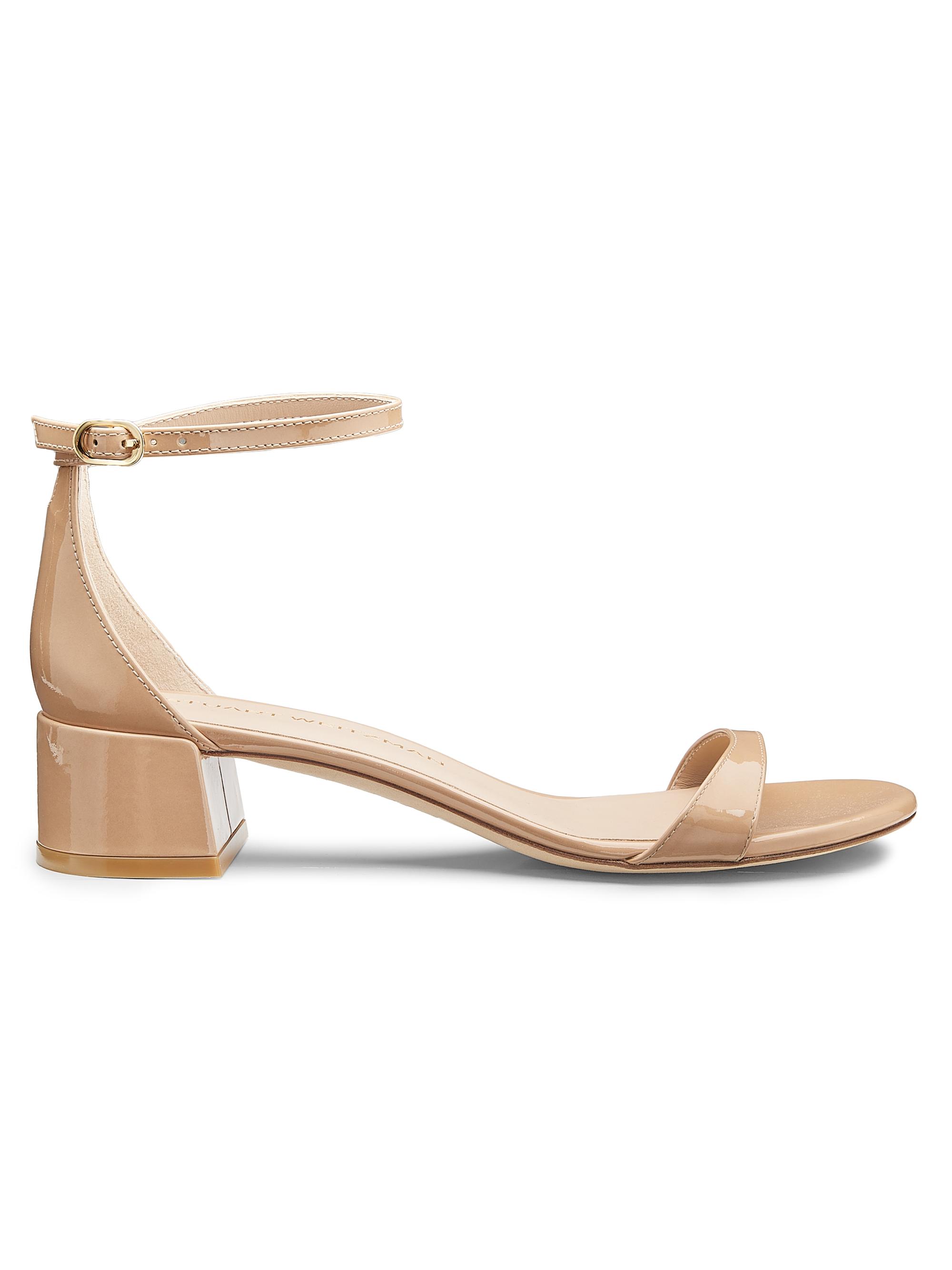 Stuart Weitzman Nudist Block 75MM Patent Leather Sandals | Saks