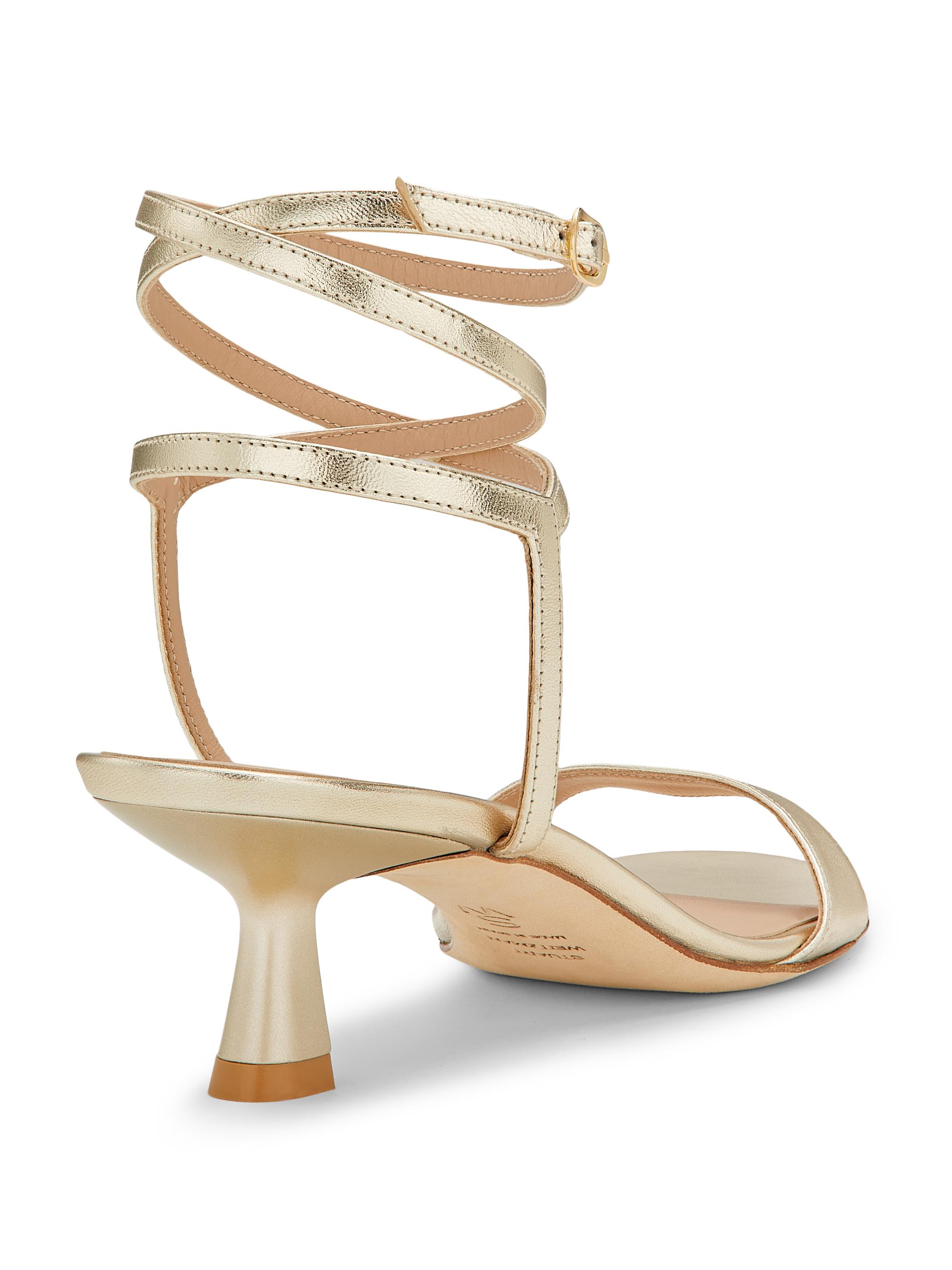 Stuart Weitzman Nudist Wrap 50MM Metallic Leather Sandals | Saks