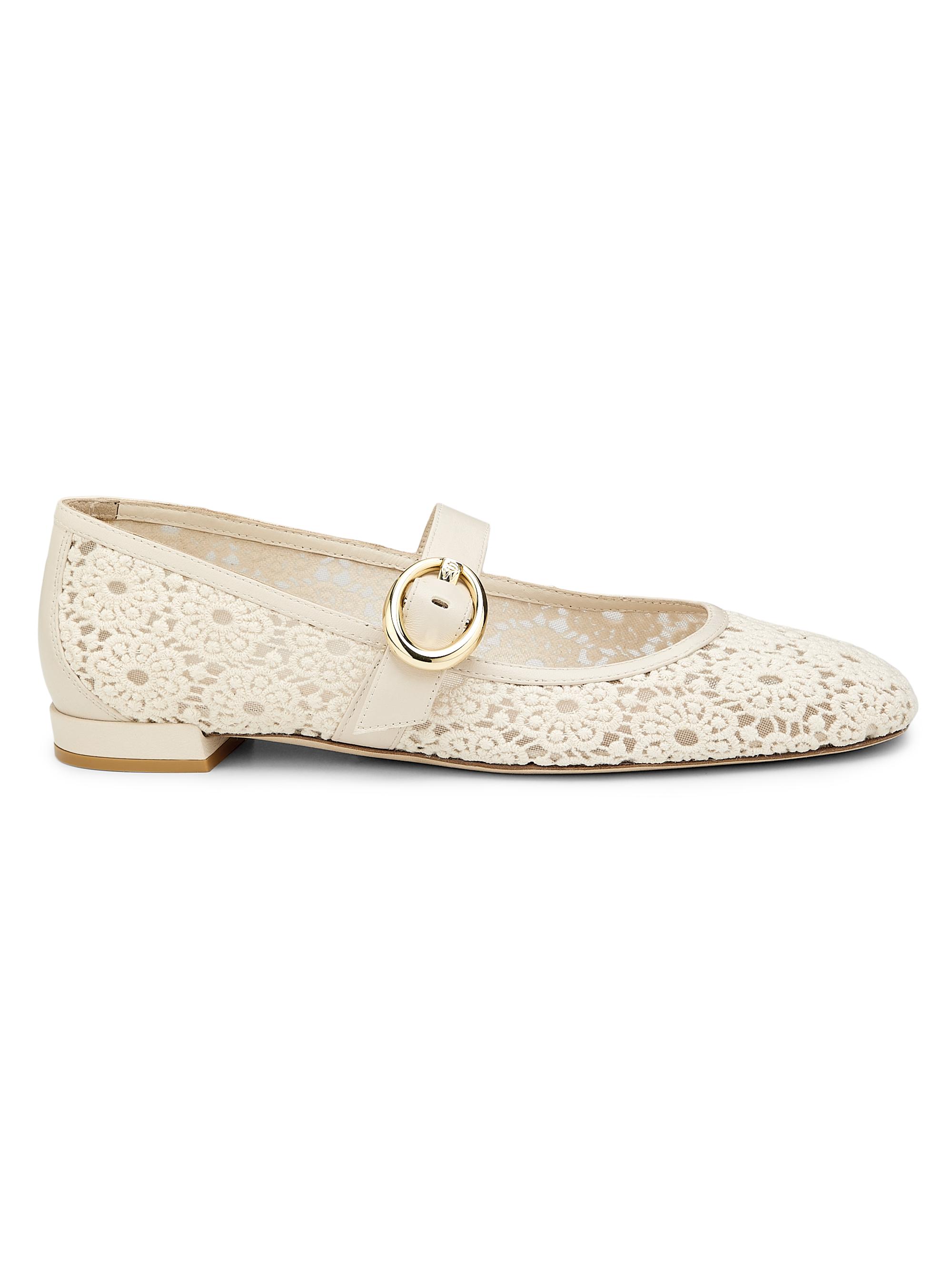 Stuart Weitzman Women's Arabella Crochet Mary Jane Flats - Beige