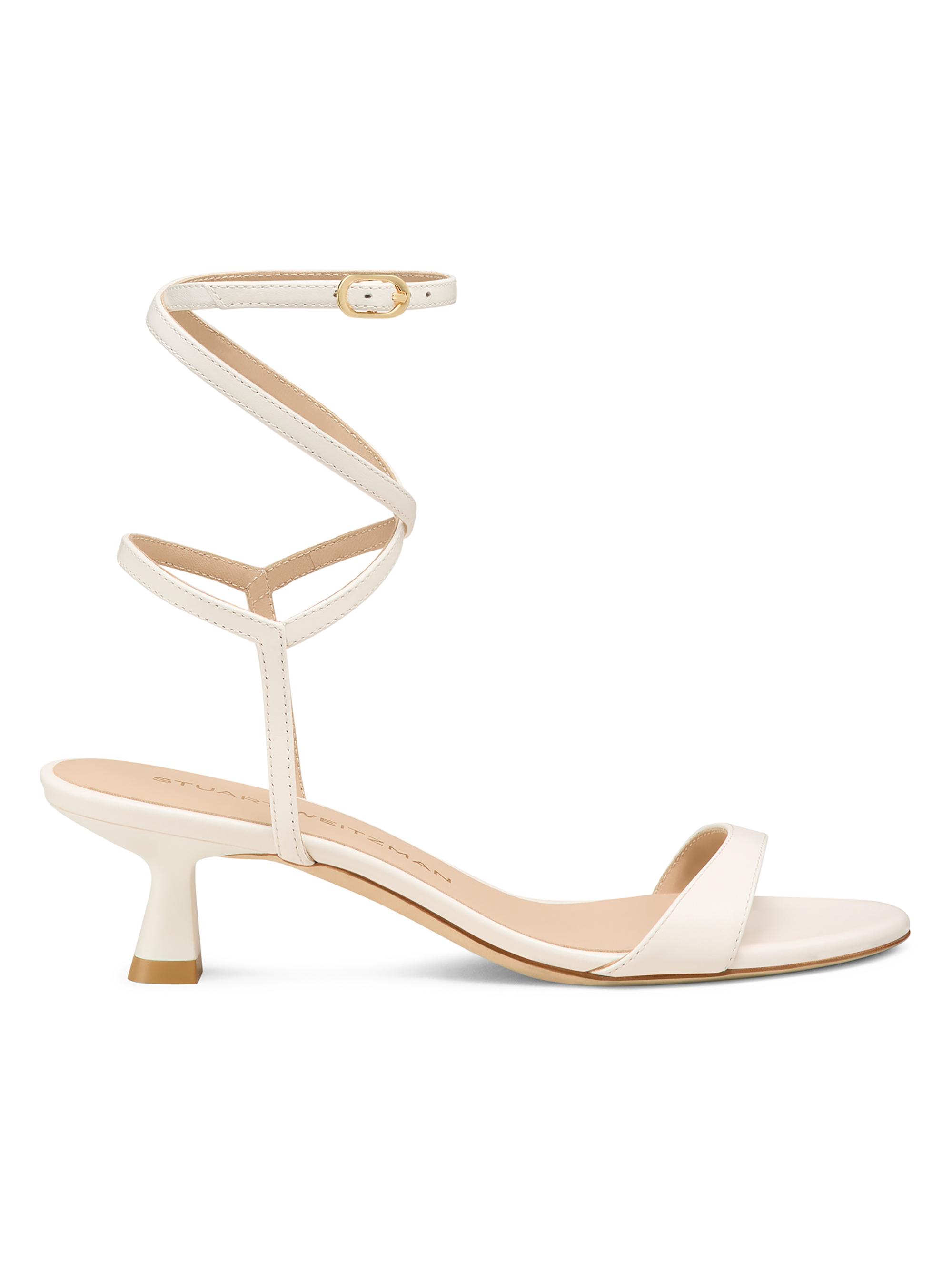Stuart Weitzman Women's Nudist Wrap 50MM Leather Sandals - Cream